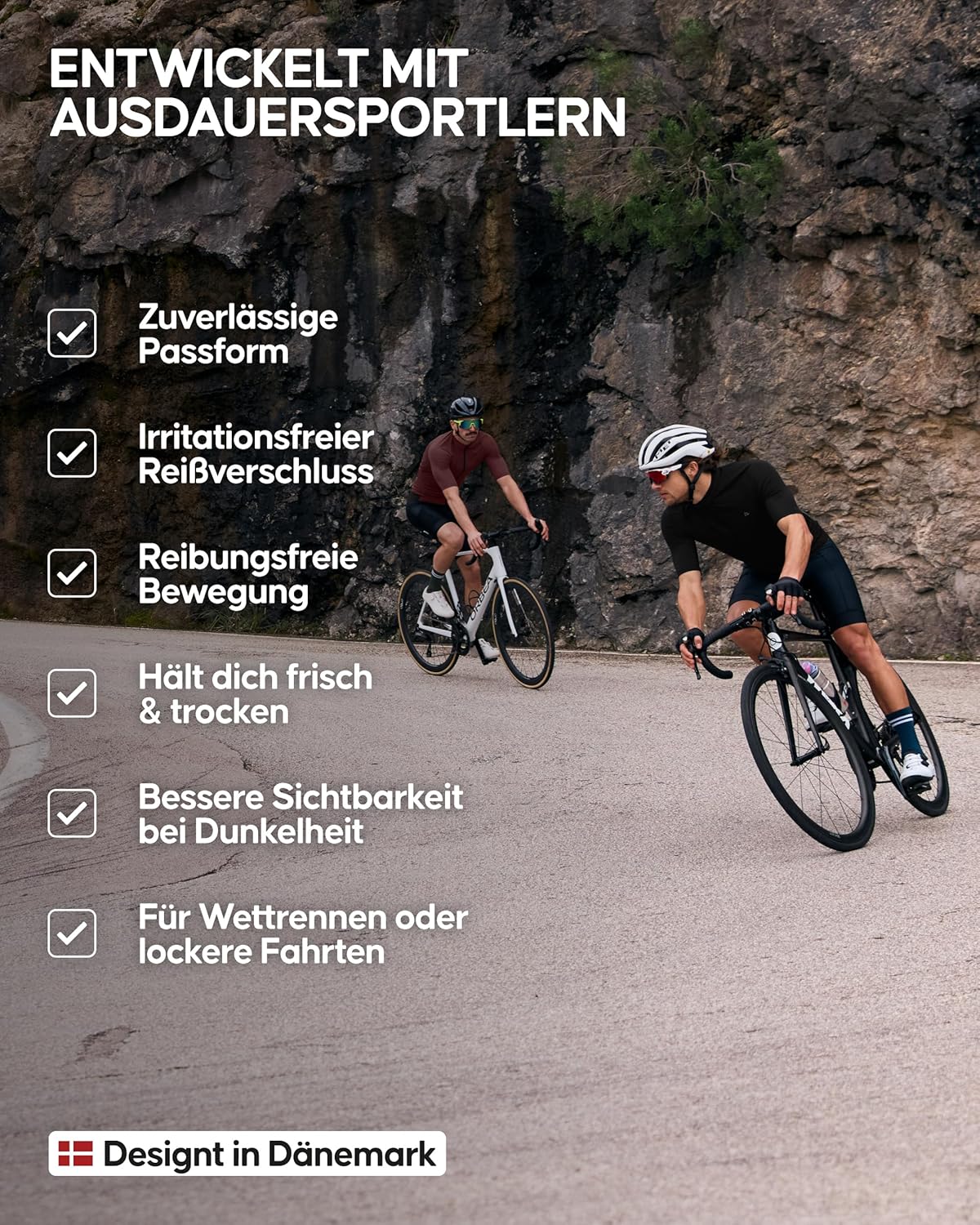 Detalle de DANISH ENDURANCE Kurzarm-Radtrikot Herren mit Reißverschluss und Taschen