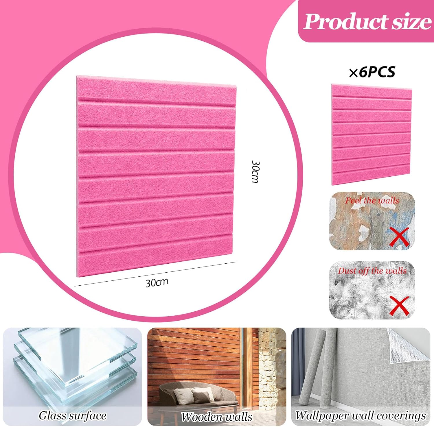 Thumbnail 1 de 90x60 cm Große Filz Pinnwand Selbstklebend – Kreative Memoboard Wanddekoration in Pfirsichrosa