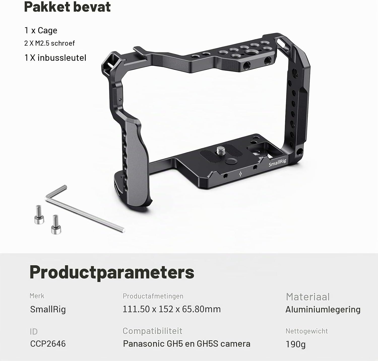 Thumbnail 6 de SMALLRIG CCP2646 camerakooi voor Panasonic GH5, GH5 II en GH5S