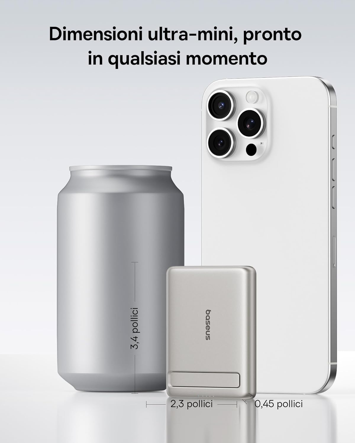 Thumbnail 3 de Baseus Mini MagSafe Powerbank 5000mAh 20W con Supporto Pieghevole – Titanio