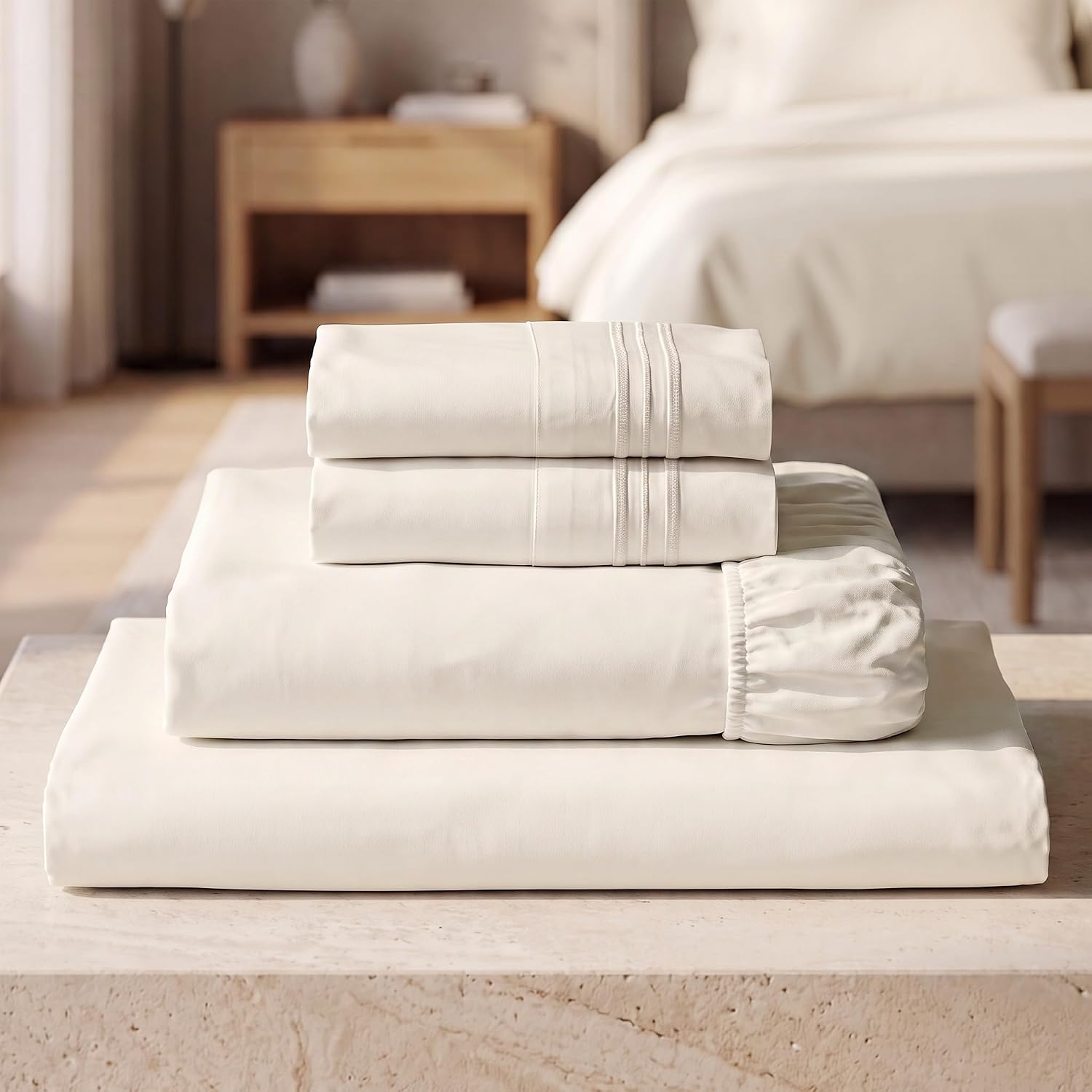 Detalle de Mellanni Full Deep Pocket 4-Piece Sheet Set
