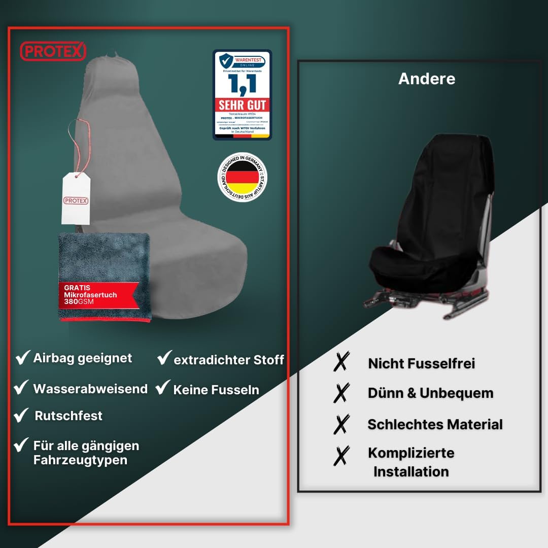 Detalle de PROTEX Sitzschoner für Autositze – Universal passender Werkstatt-Schoner, Testsieger 2025