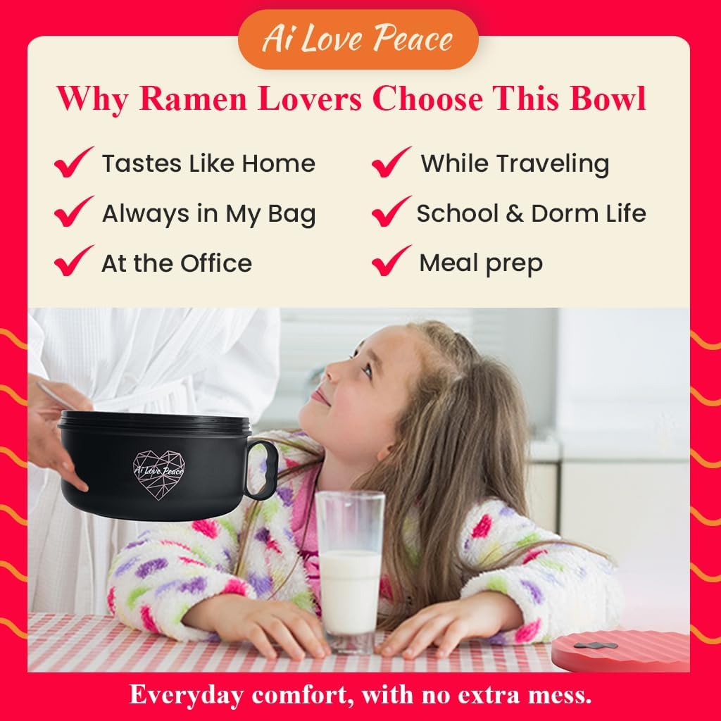 Thumbnail 5 de AI LOVE PEACE Microwaveable Ramen Bowl 40oz 🍲