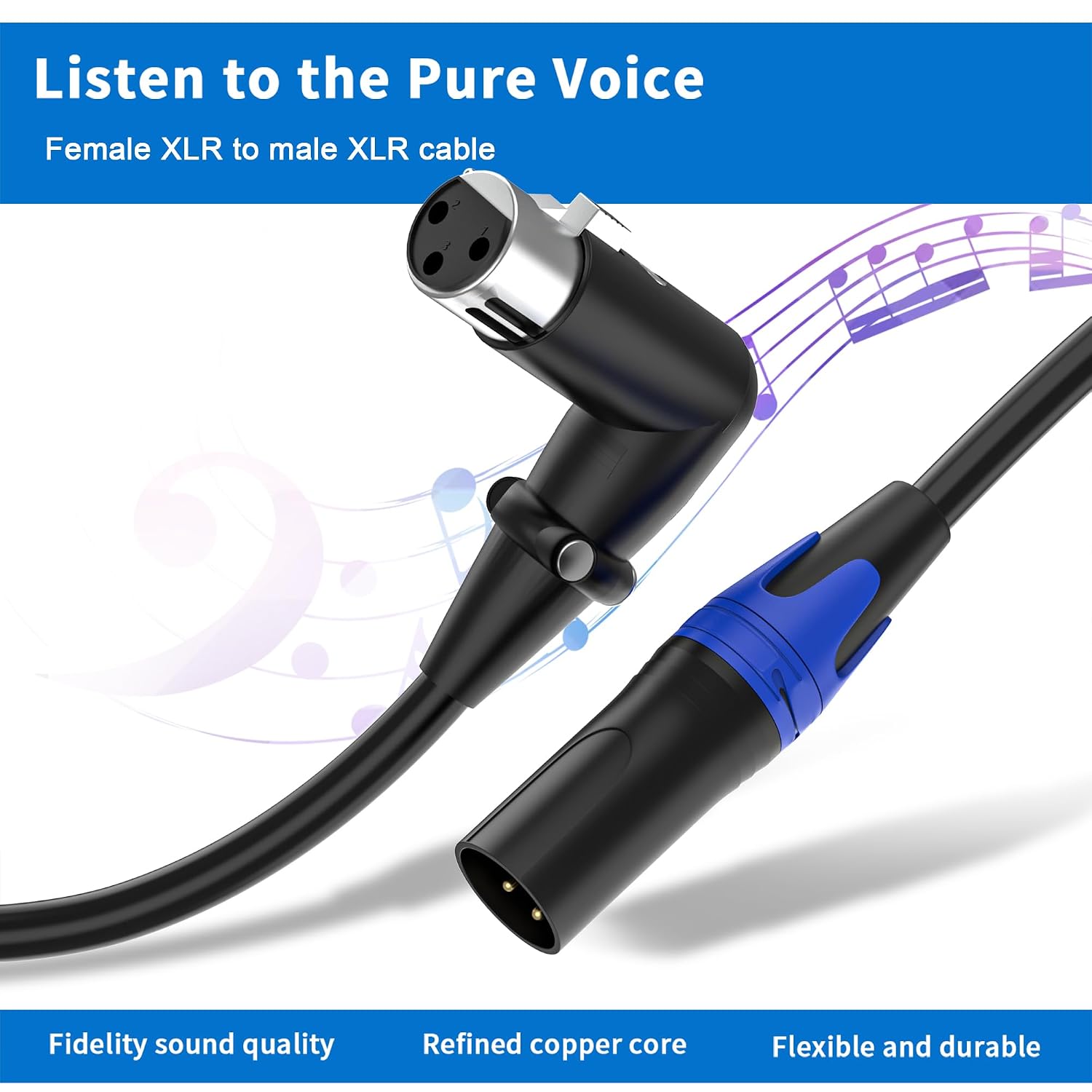 Detalle 2 de Seefeful 202403028002 XLR Microphone Cables, 3.3 ft, 2-Pack, Right-Angle Male