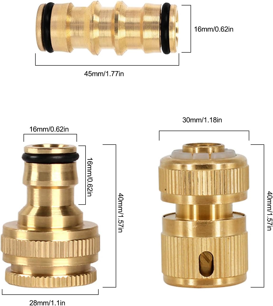 Detalle de 6 Pack Brass Garden Hose Connectors (Quick Connect Fittings) for 1/2 Inch Hose Pipes