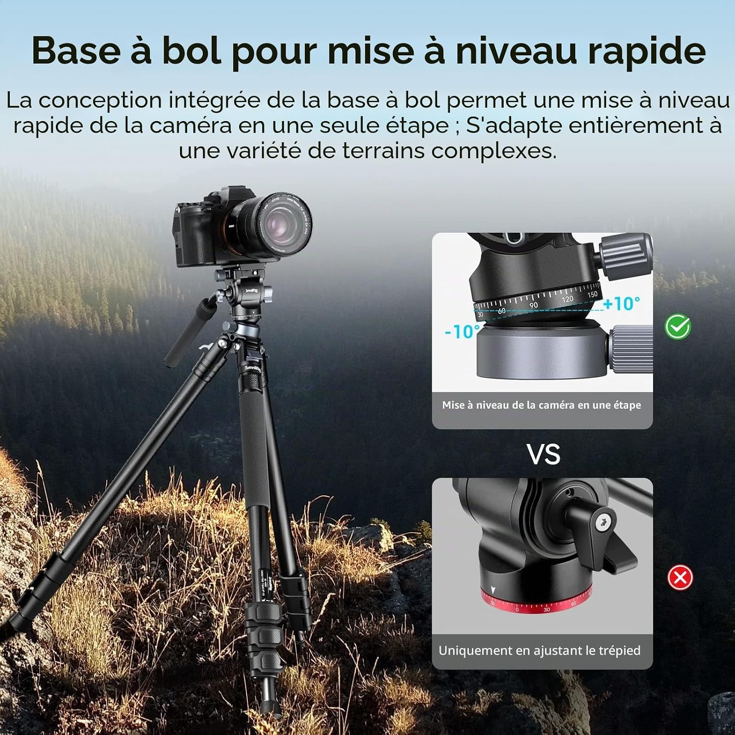 Detalle 2 de SMALLRIG CH20 tête vidéo fluide pour trépied avec base de nivellement 4170B (jusqu’à 4 kg)