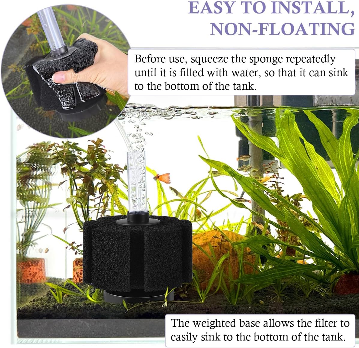 Thumbnail 3 de PYPABL Aquarium Sponge Filter (M) – Ultra quiet air-driven bio sponge filter for up to 190 litres