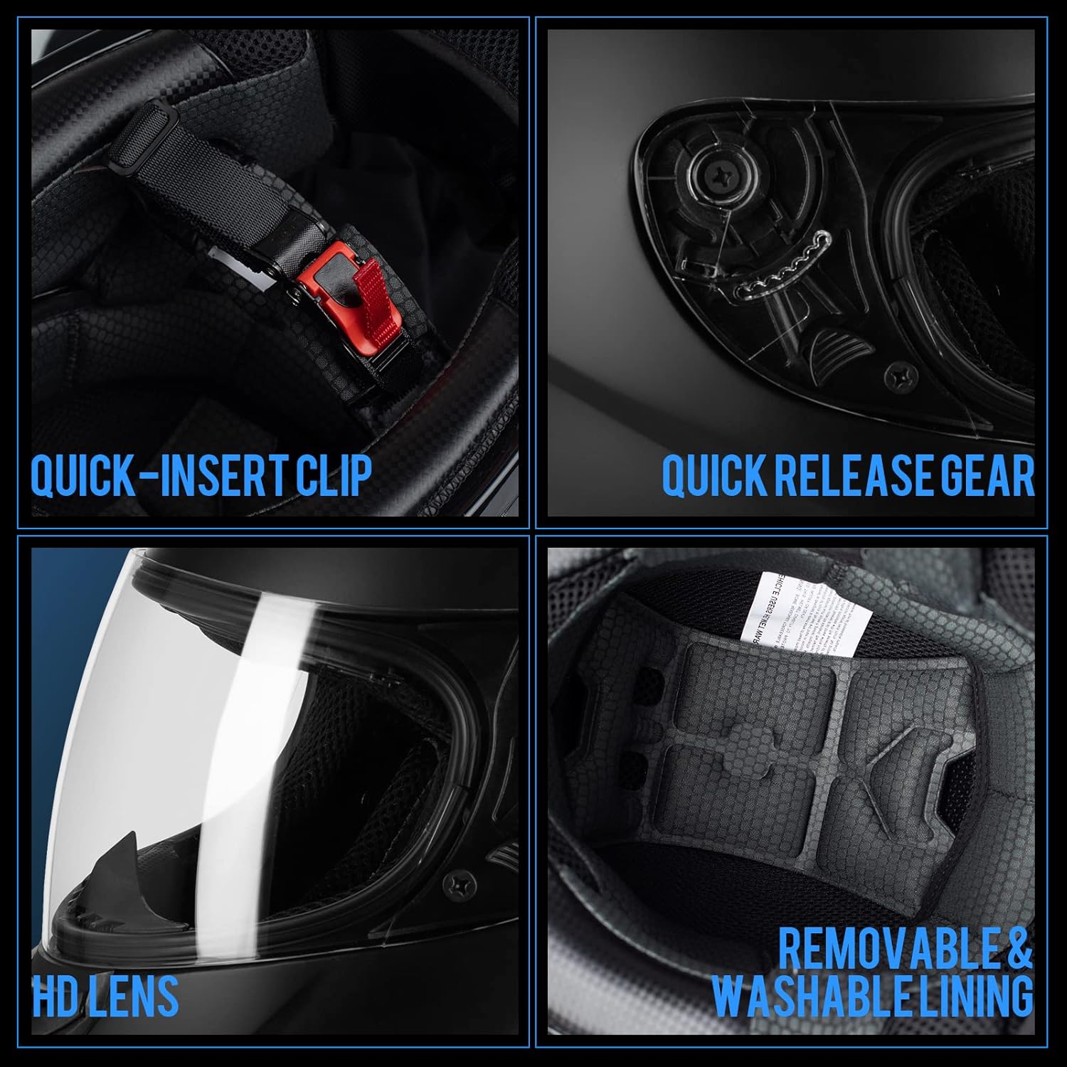 Detalle de Casque intégral Favoto ECE 22.06 pour moto et scooter (61 cm) noir