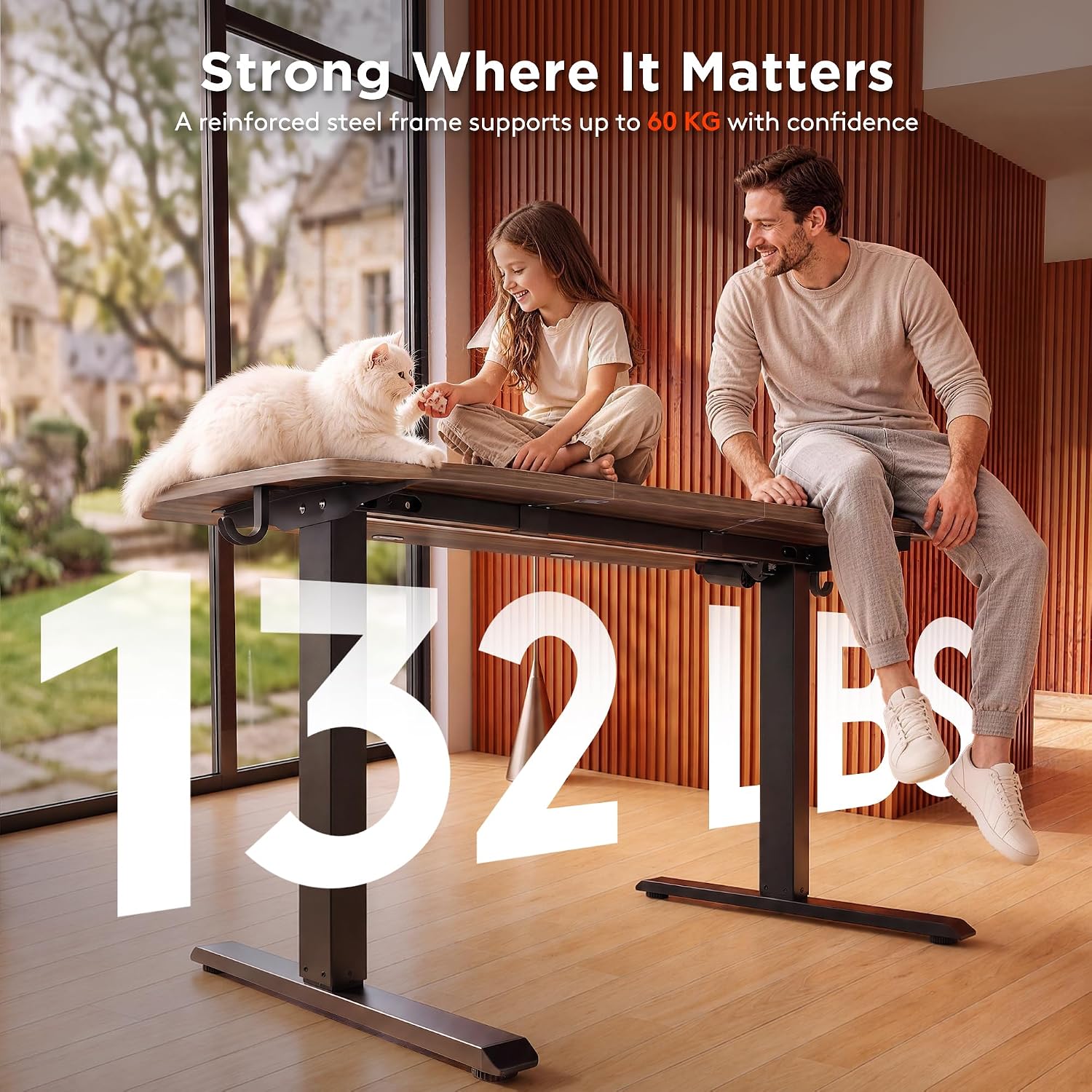 Detalle de NEXT BEAUTY 48 x 24-Inch Electric Standing Desk, Dark Walnut with Memory Presets