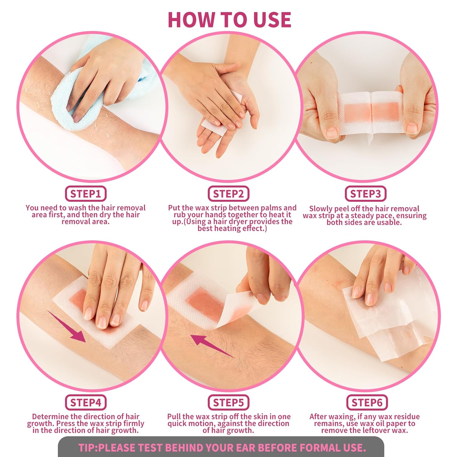Thumbnail 6 de Hoyesch 60 PCS Wax Strips Kit for Women: Facial & Body Hair Removal