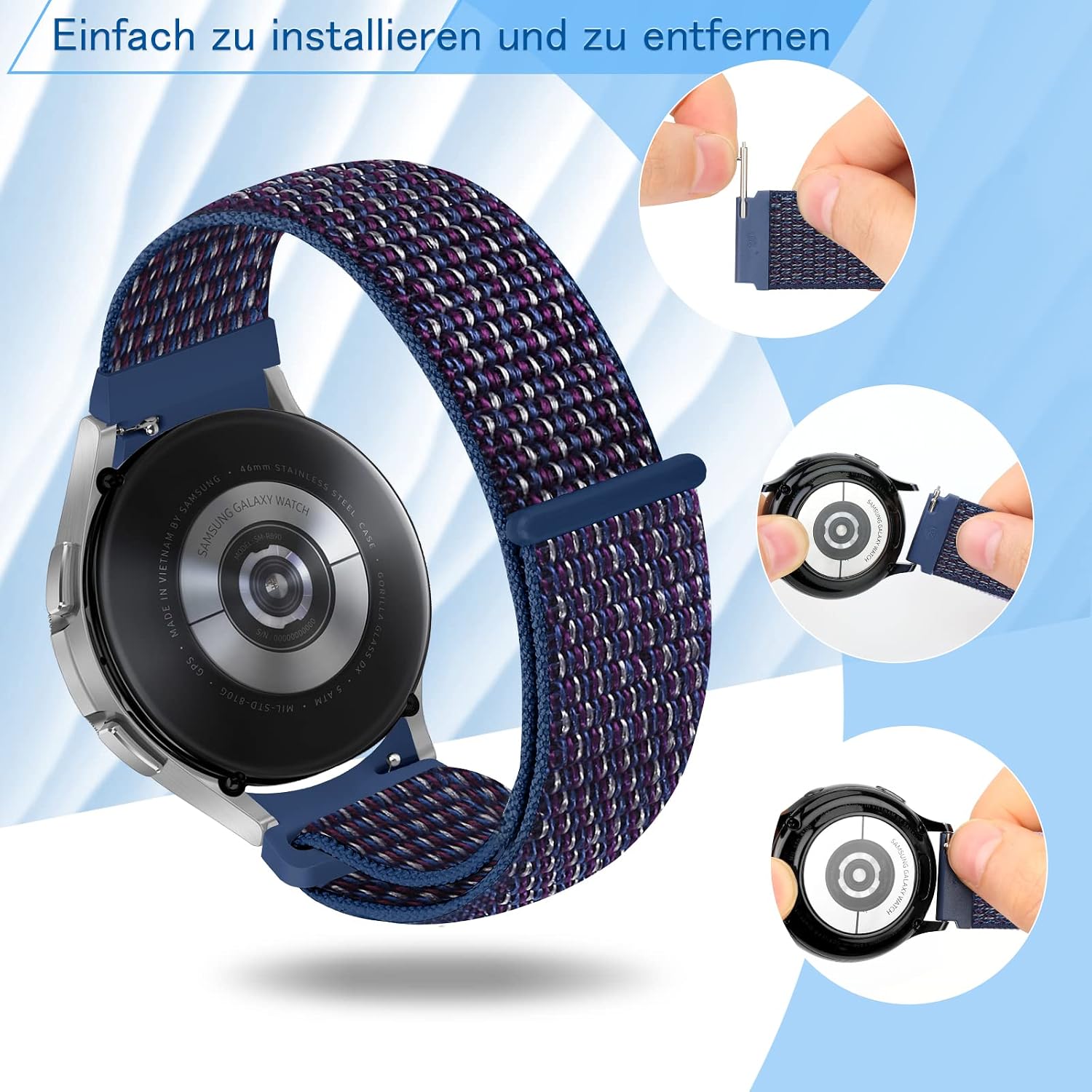 Detalle 2 de YCHDDER Nylon Uhrenarmband 16mm Schnellverschluss