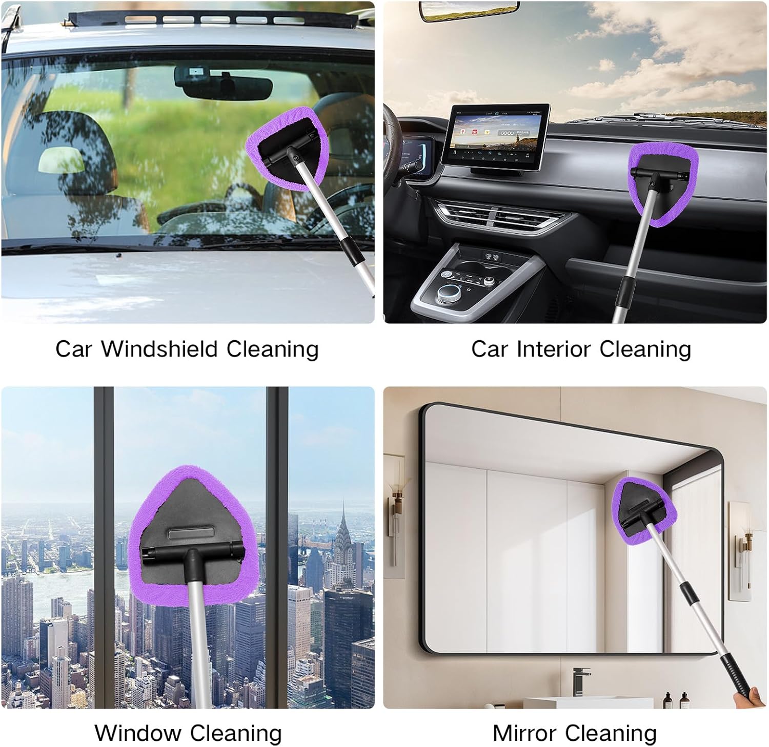 Detalle 2 de Qydipclin Windshield Cleaner Tool Kit with 4 Microfiber Pads