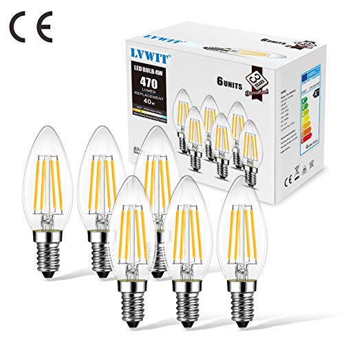 Thumbnail 5 de LVWIT 6er Pack E14 LED Filament Kerzenlampe – 4W, 470 lm, 2700K, nicht dimmbar