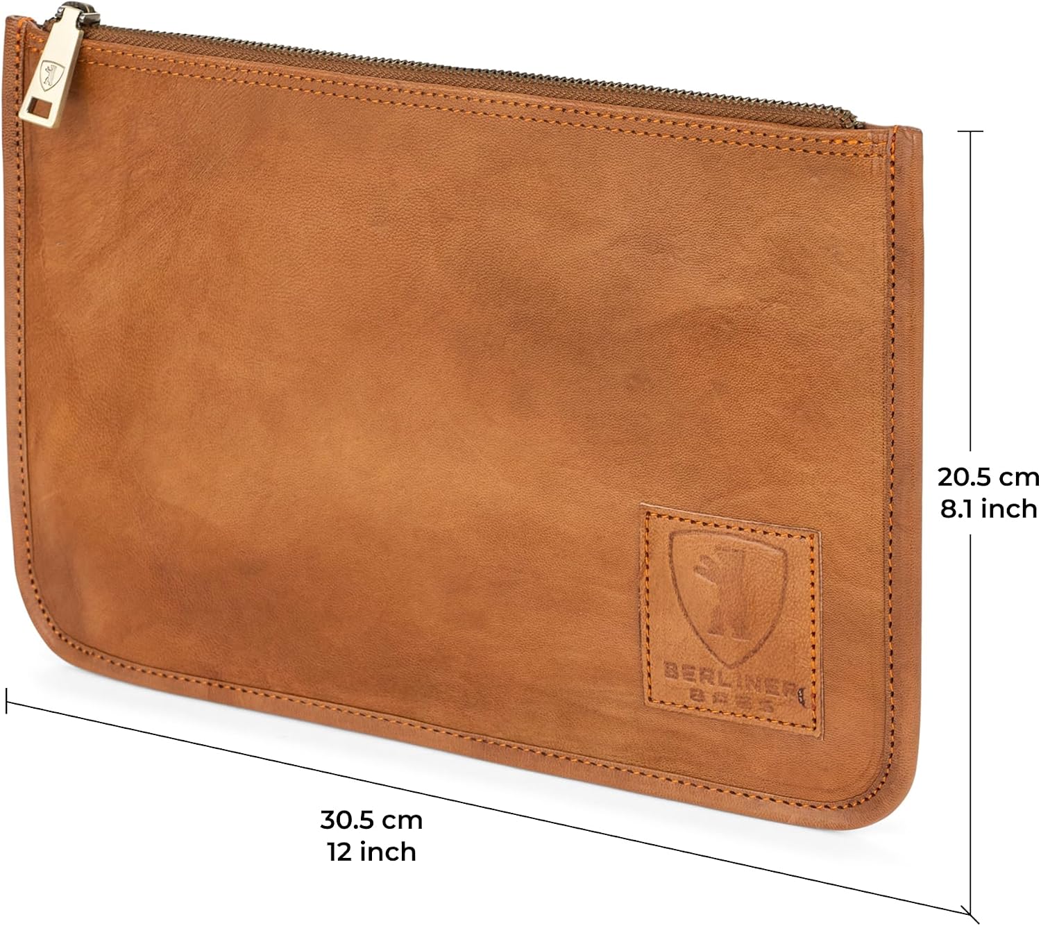 Thumbnail 6 de Berliner Bags Theo XL : pochette en cuir véritable pour documents et passeport (maron) avec fermeture éclair
