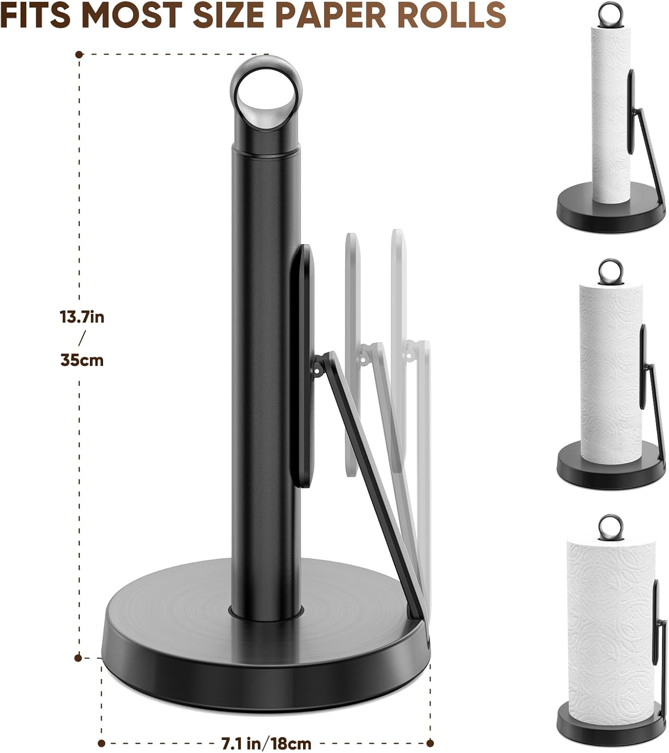 Detalle de theaoo Heavy-Duty Stainless Steel Paper Towel Holder with Tension Arm