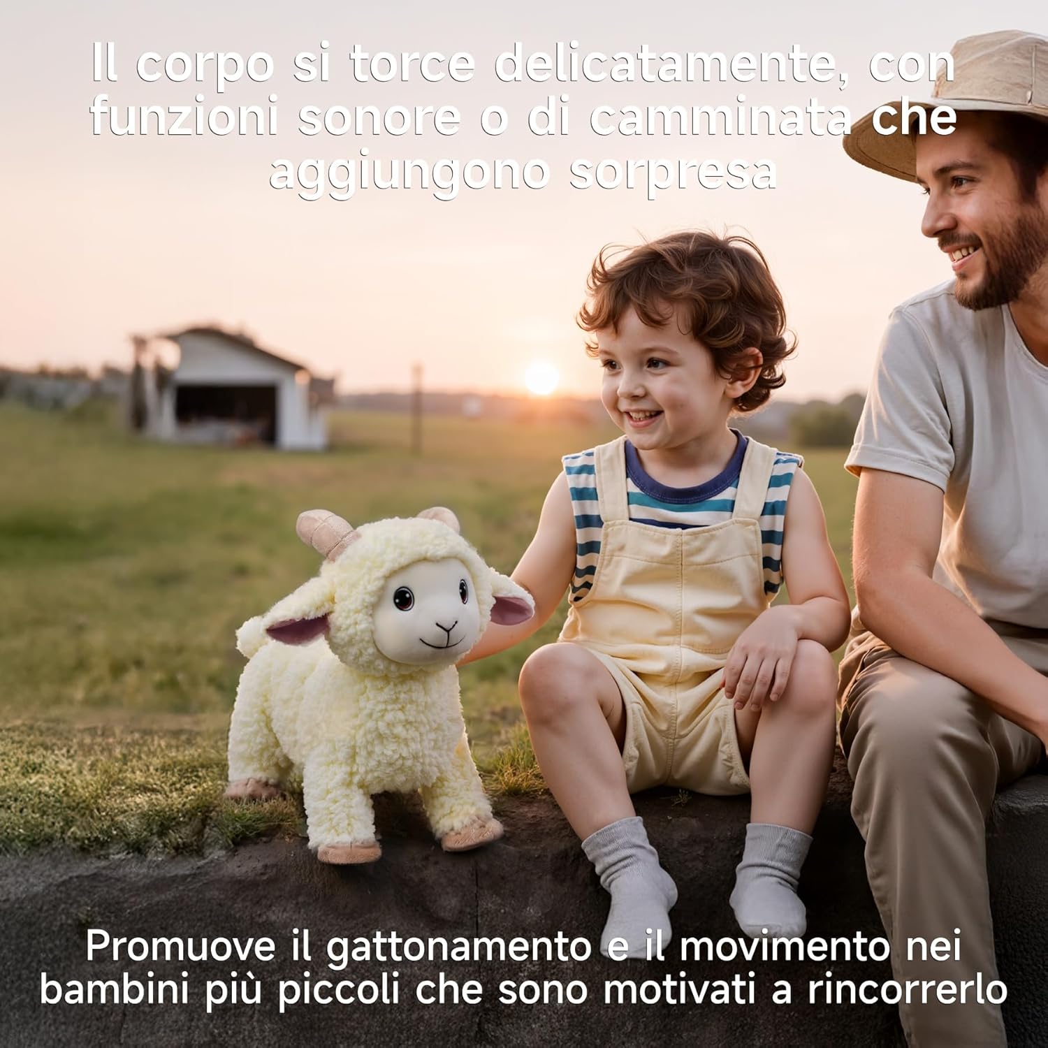 Detalle de eJog Pup Pecora di peluche che cammina, canta e telecomanda con guinzaglio