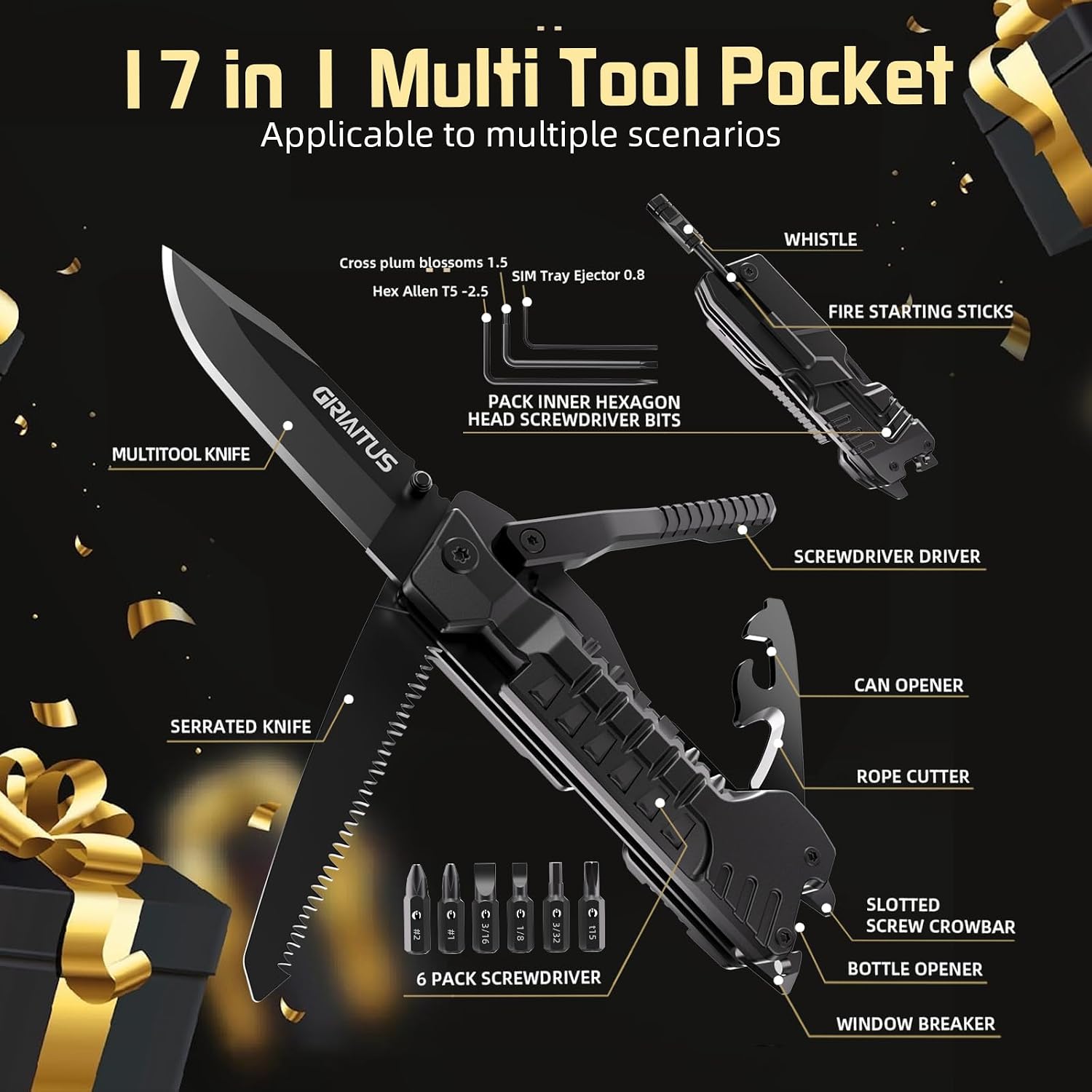 Detalle 1 de Navaja Multiusos 17 en 1 Regalos Hombre
