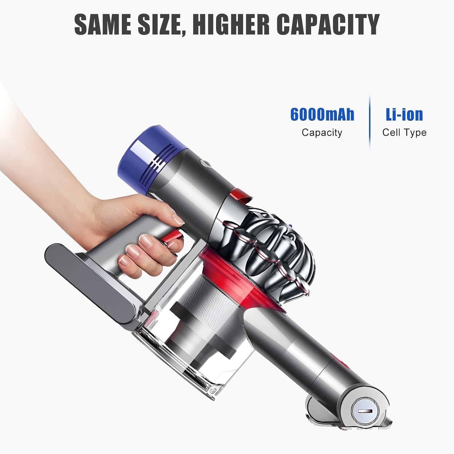Detalle 2 de Vunzo batteria di ricambio 6000 mAh per Dyson SV11 (V7) con indicatore di livello
