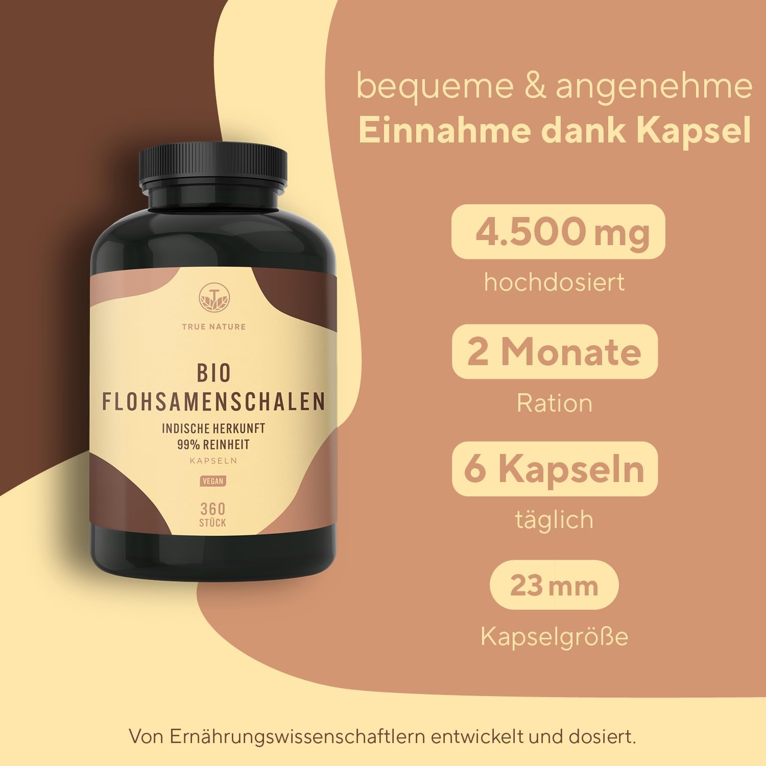Detalle 2 de TRUE NATURE Bio Flohsamenschalen 360 Kapseln