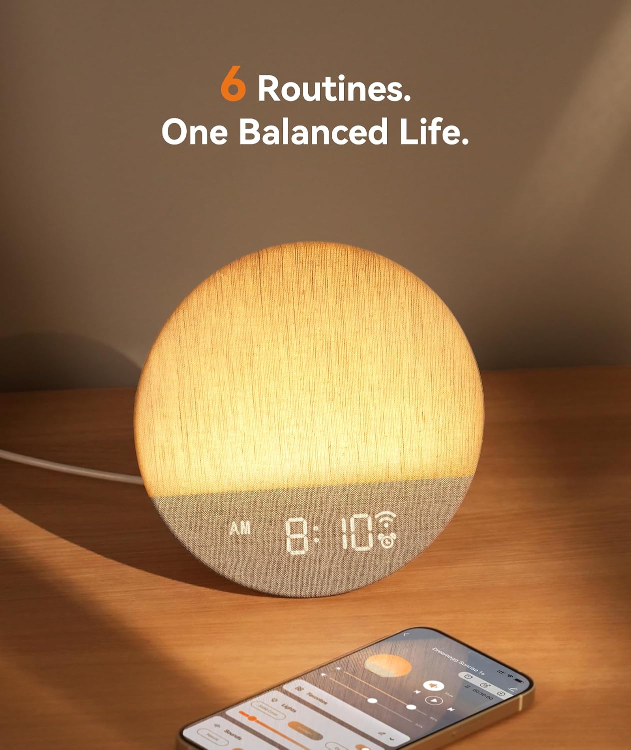 Thumbnail 6 de Dreamegg Sunrise Alarm Clock Wake-Up Light with App Control (Sunset Sleep & 34 Sounds)