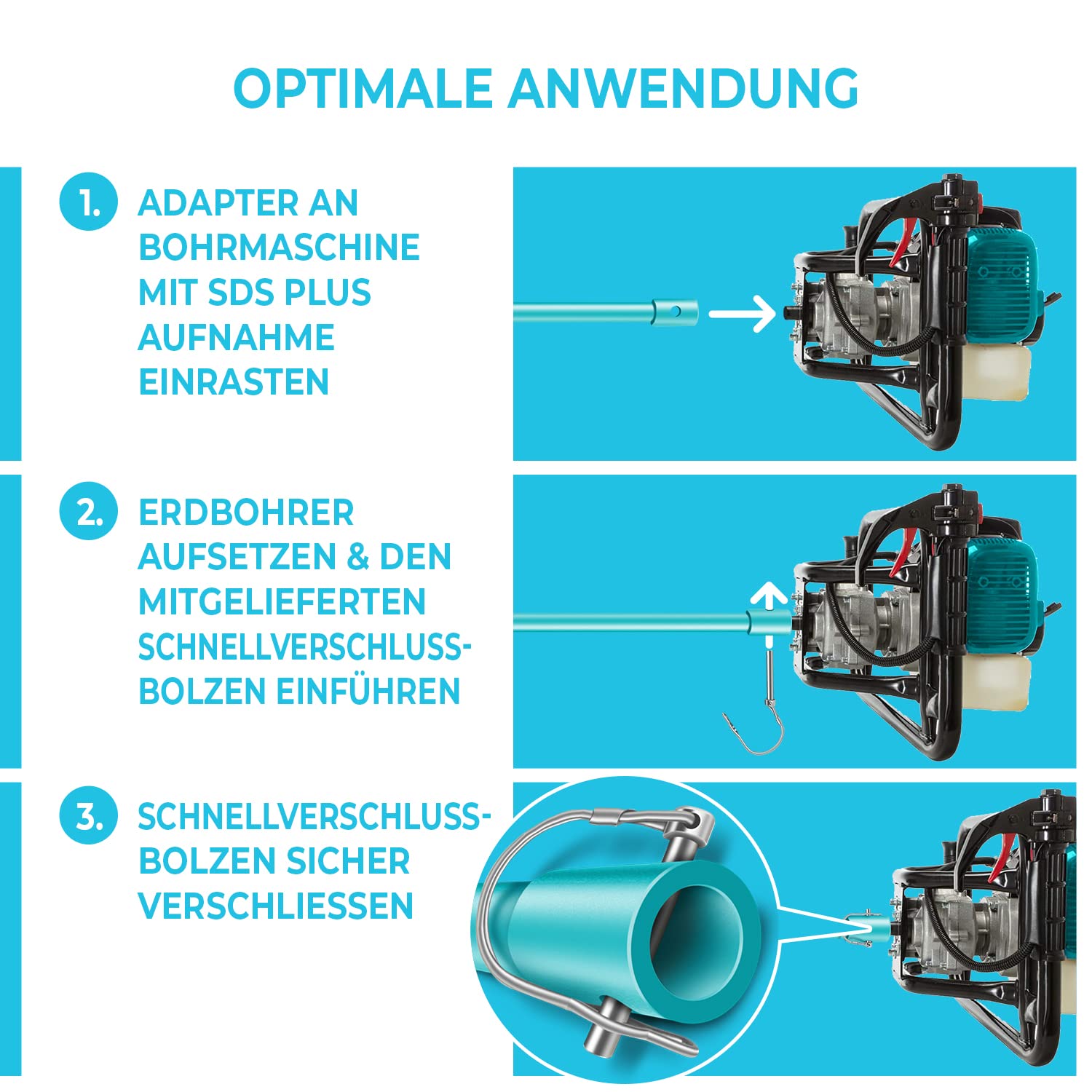 Thumbnail 2 de BRUNNENTAL 5m Verlängerung + 5x Quick Change – Tiefenbohren mit Schnellwechsel für Erdbohrer