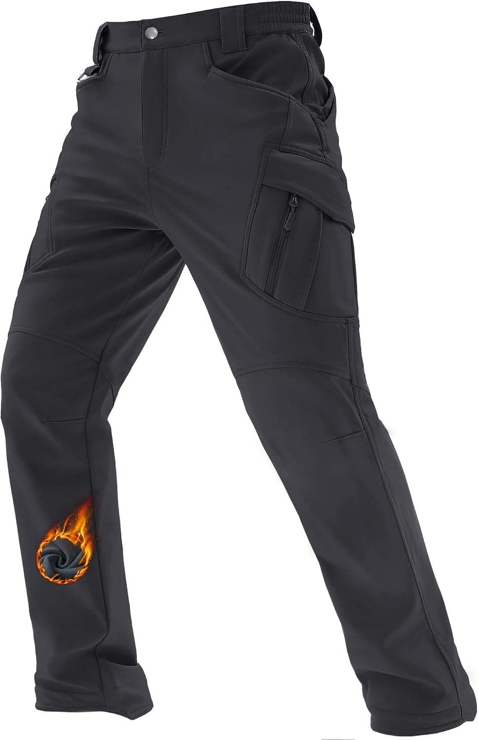 Detalle de TACVASEN Men's Winter Softshell Pants, Fleece-Lined, Water-Resistant, 8 Pockets