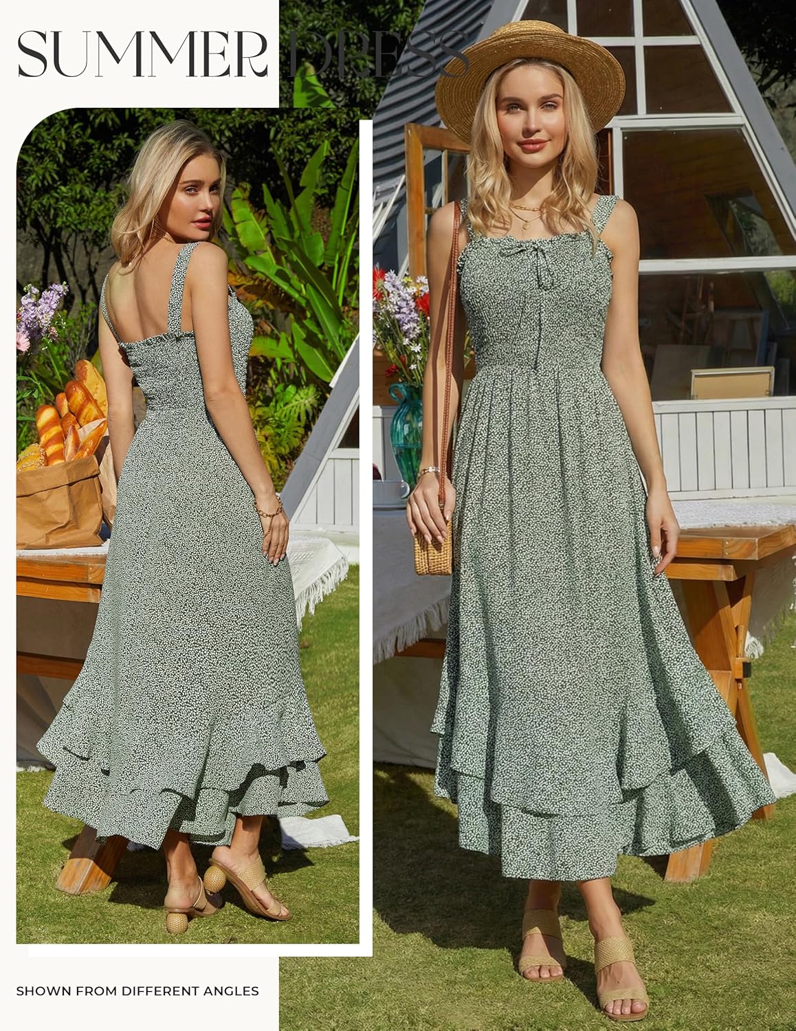 Thumbnail 1 de GRACE KARIN Women’s 2026 Floral Boho Maxi Dress with Square Neck & Smocked Back