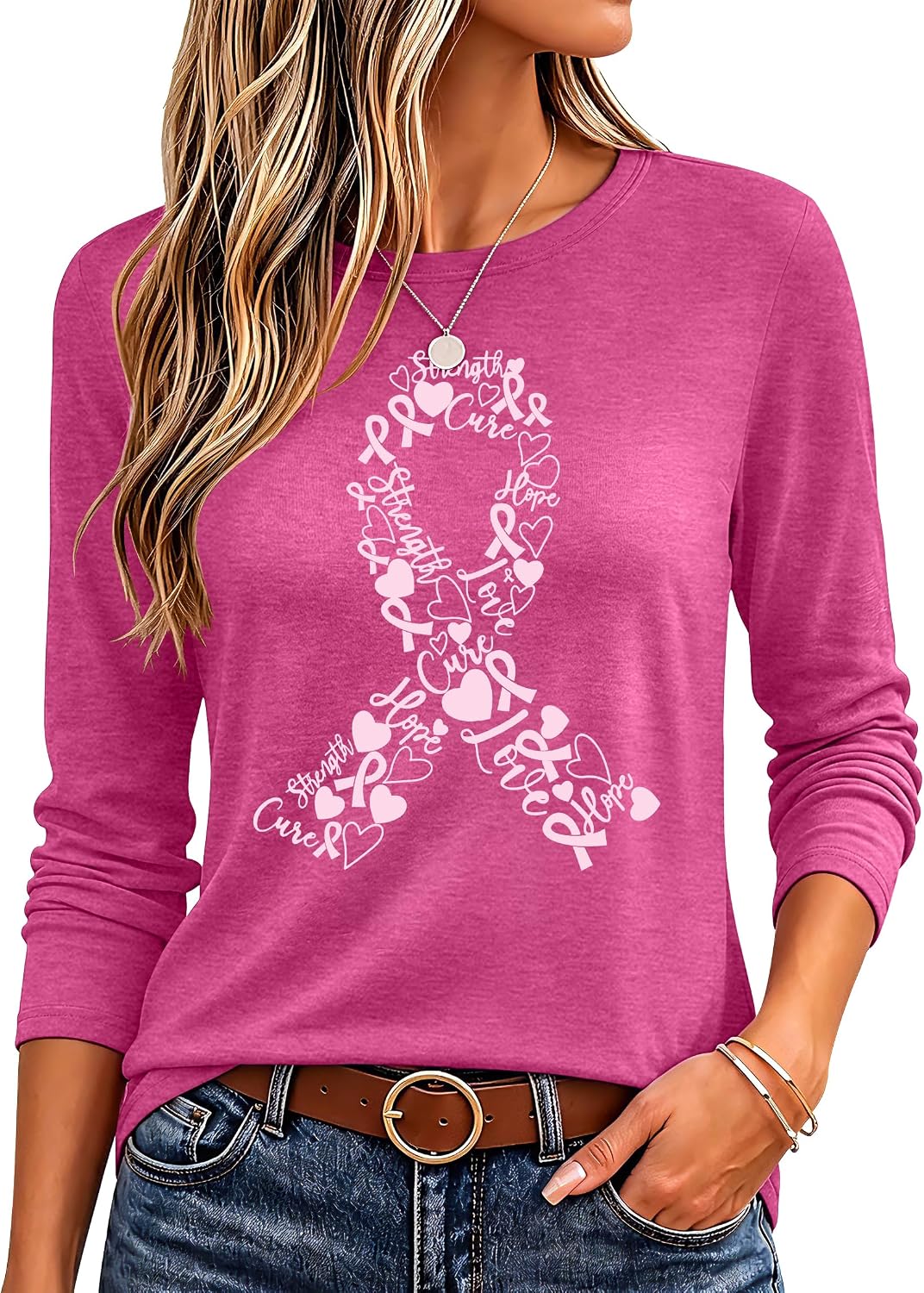 Detalle de WOSHN Breast Cancer Awareness Long-Sleeve Shirt