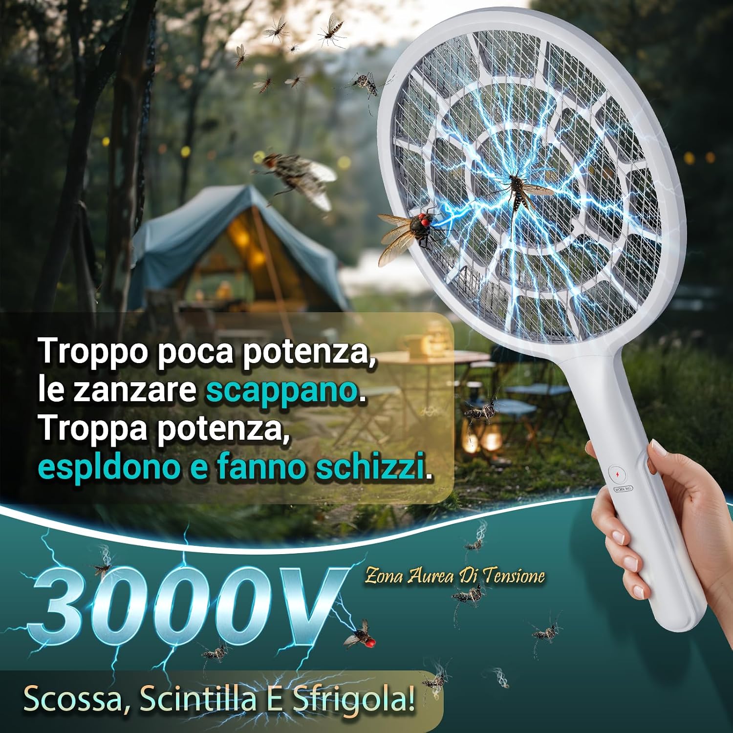 Detalle 2 de YsChois racchetta elettrica zanzariera 3000 V