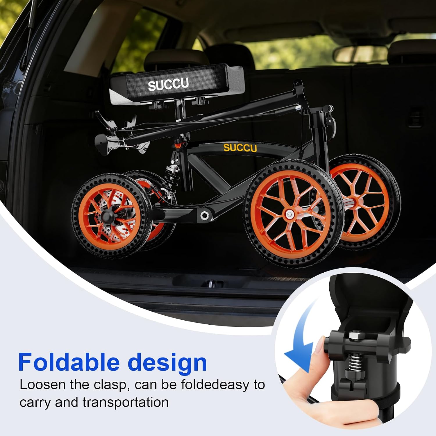 Thumbnail 6 de SUCCU All-Terrain Knee Scooter, 11-Inch PU Wheels, 300 lb Capacity