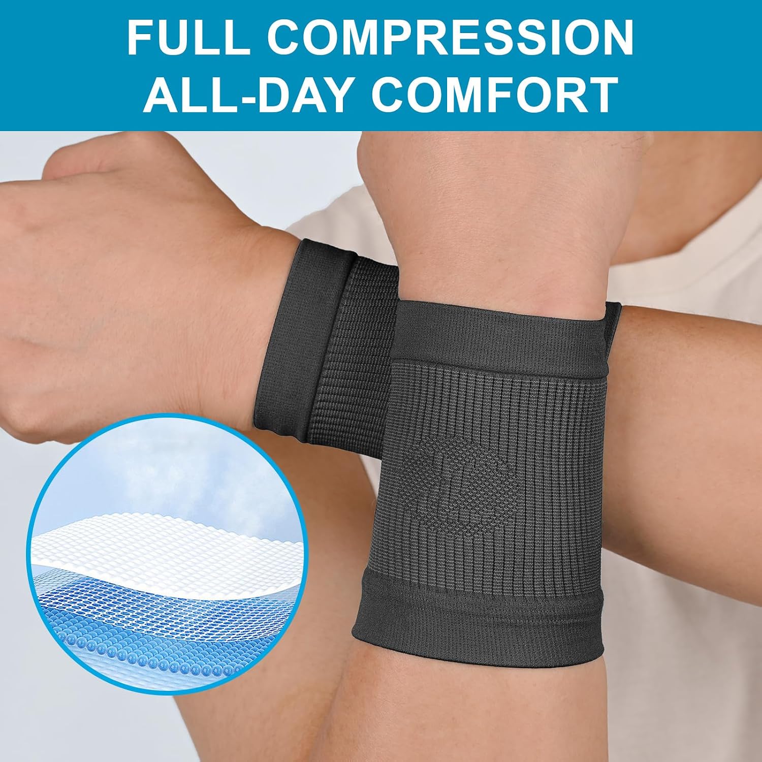 Thumbnail 6 de KEKING Compression Wrist Sleeves, X-Large Grey, Nylon-Spandex, 20–30 mmHg
