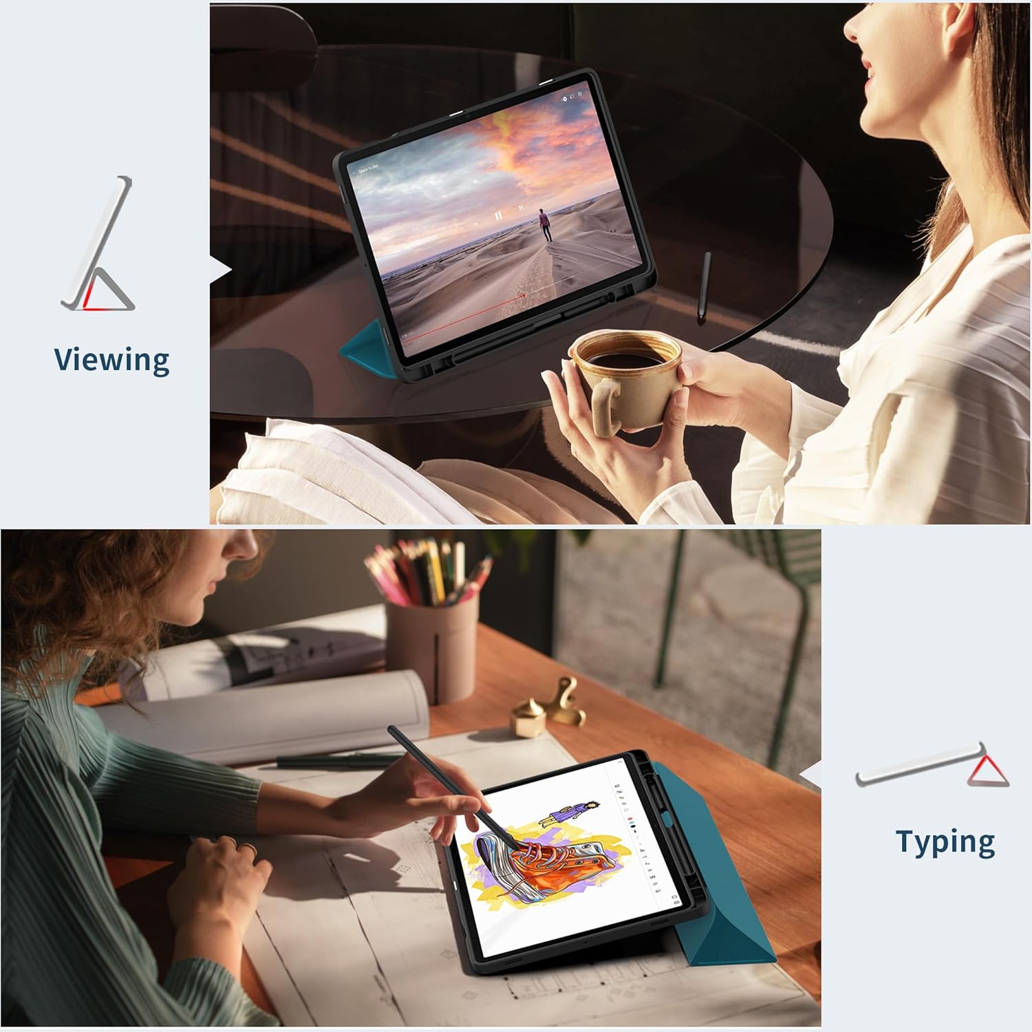 Thumbnail 6 de EasyAcc Hülle für Samsung Galaxy Tab S10 Lite / S10 FE & S9 FE / S9 11" – Slim PU Leder mit S-Pen-Halter & Standfunktion