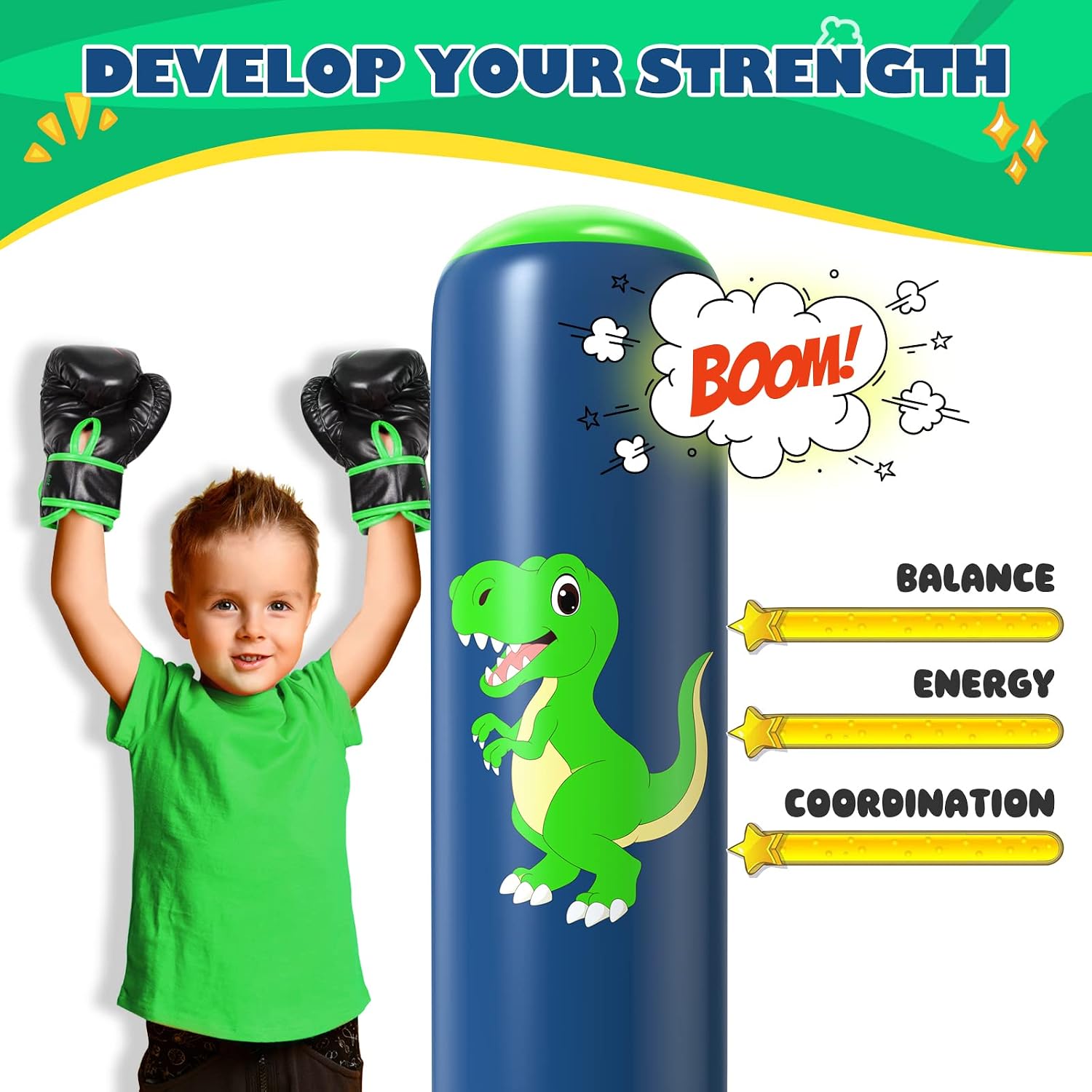 Detalle 2 de QPAU 48 Inch Inflatable Punching Bag for Kids đ„