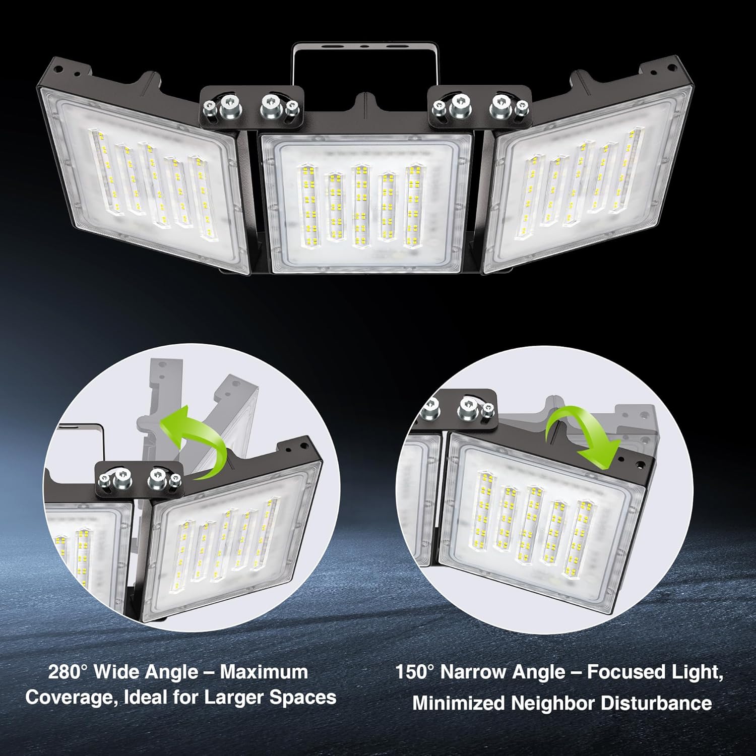 Thumbnail 1 de STASUN 300W Outdoor Security Light (30000LM, 6000K) with Triple-Head Adjustment, IP66