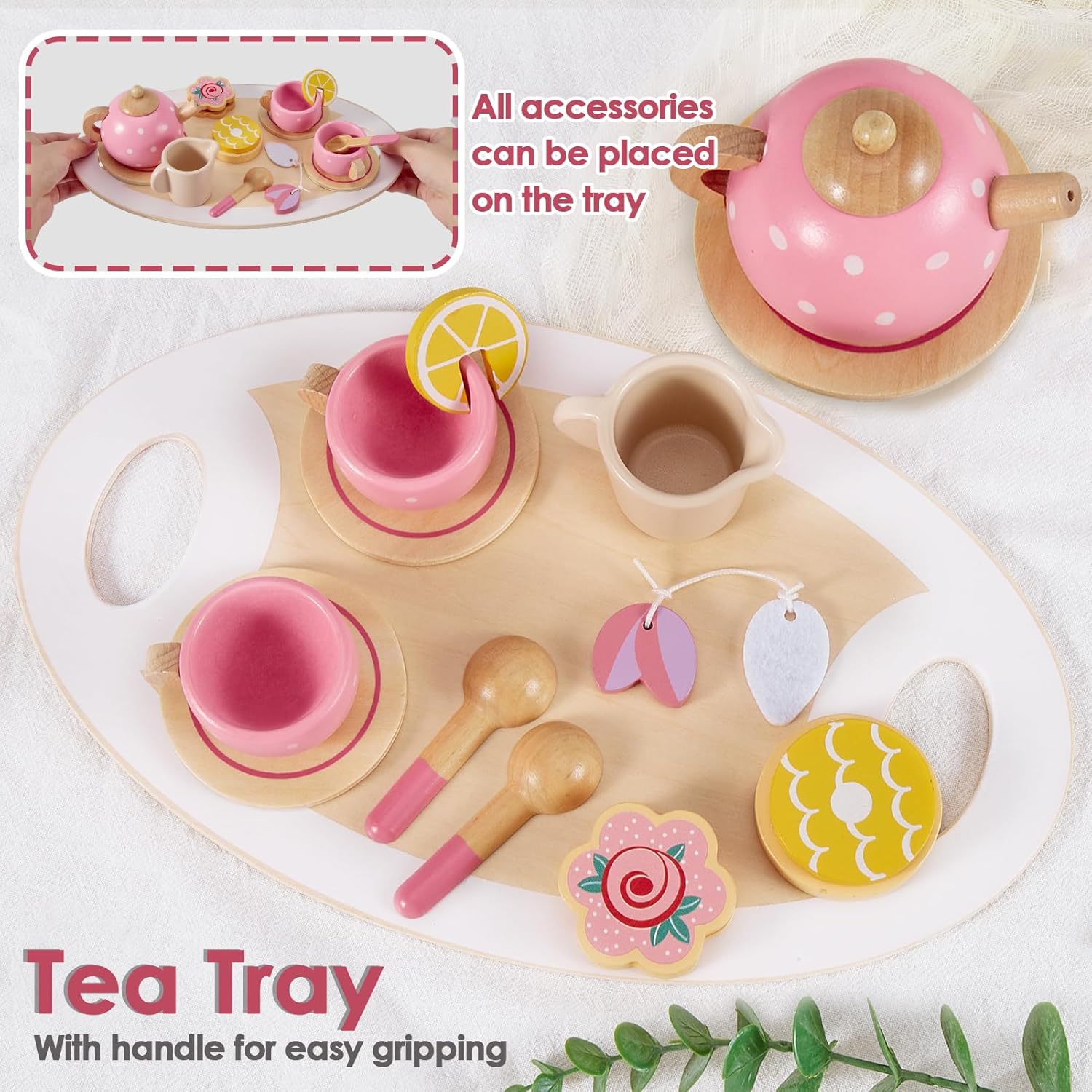 Thumbnail 1 de AOLEVA Wooden Afternoon Tea Set for Toddlers