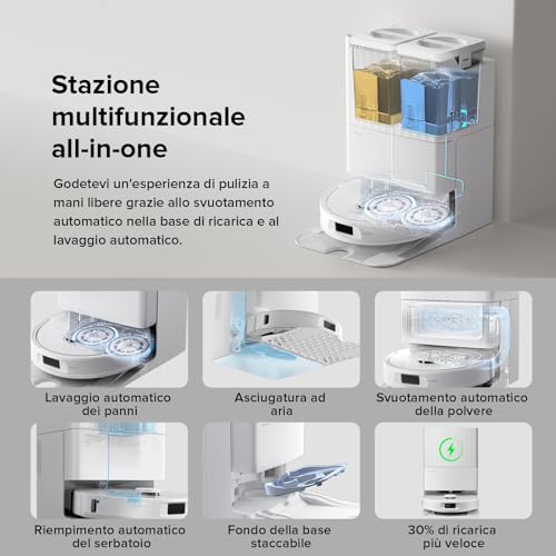 Detalle de roborock QV 35A Set: robot aspirapolvere lavapavimenti antigroviglio per casa con mappa PreciSense LiDAR