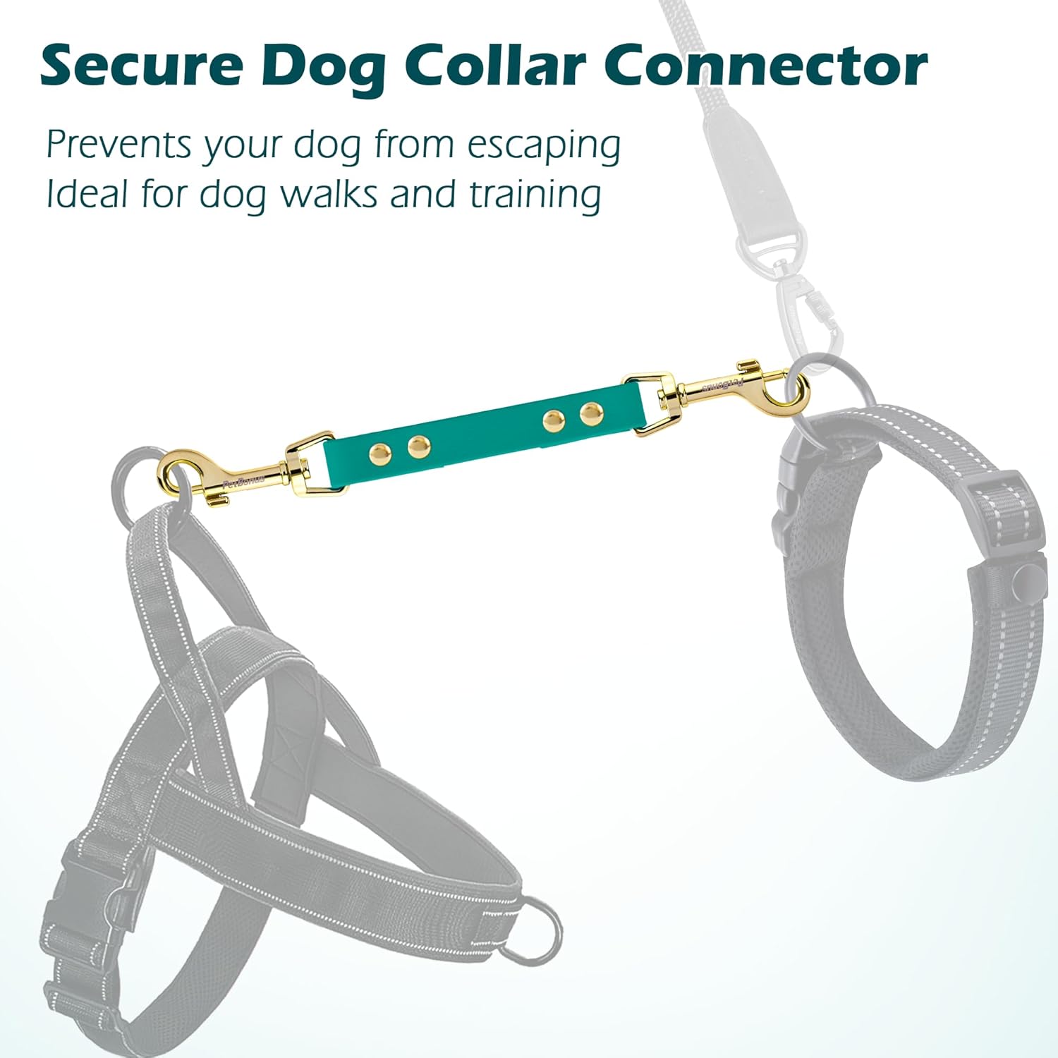 Thumbnail 4 de PetBonus Dog Collar Safety Clip – Waterproof backup safety strap for harness and training leads (Green)