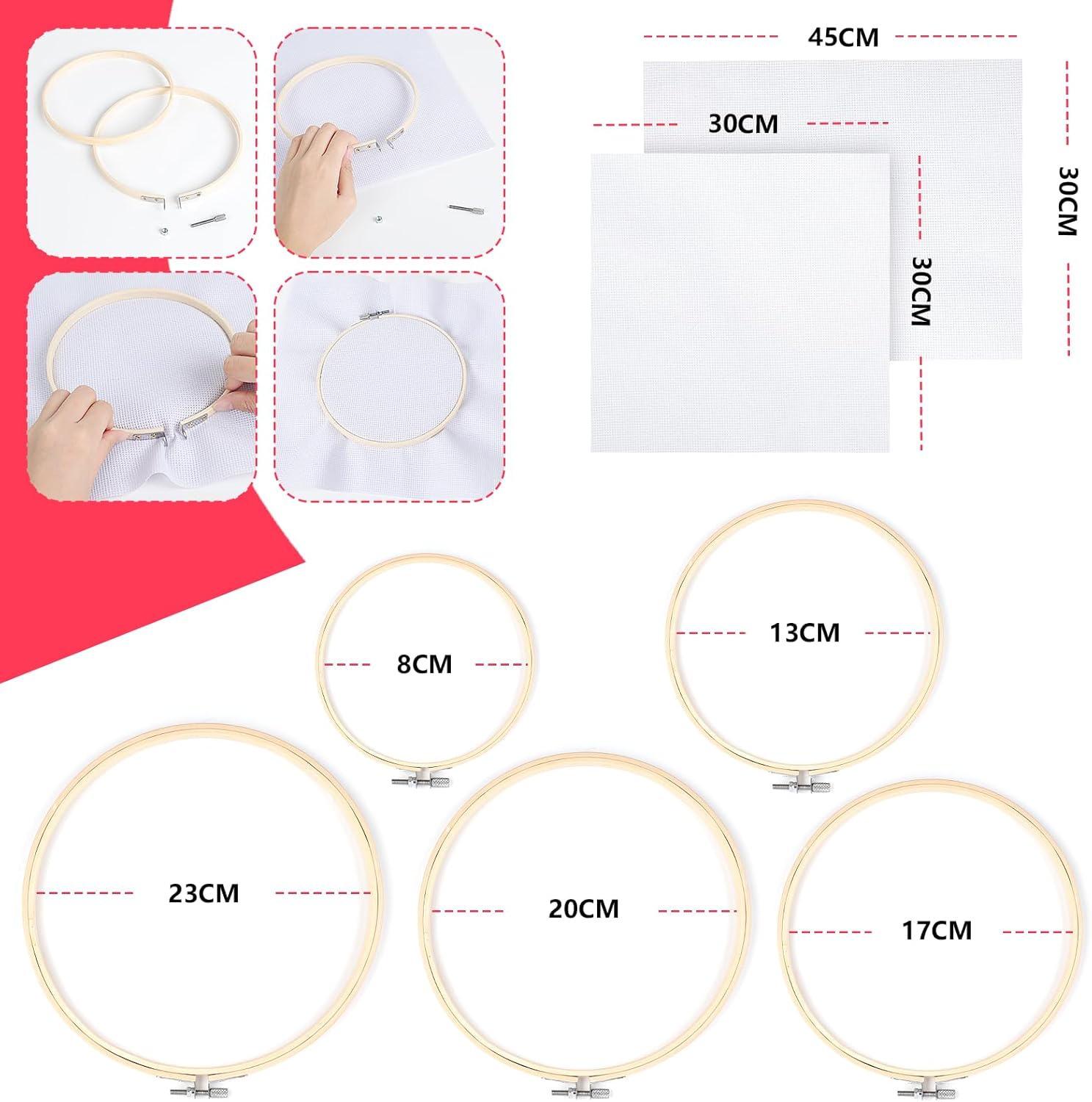 Thumbnail 2 de Romon Kit da ricamo con 100 fili e 5 cerchi 🎨