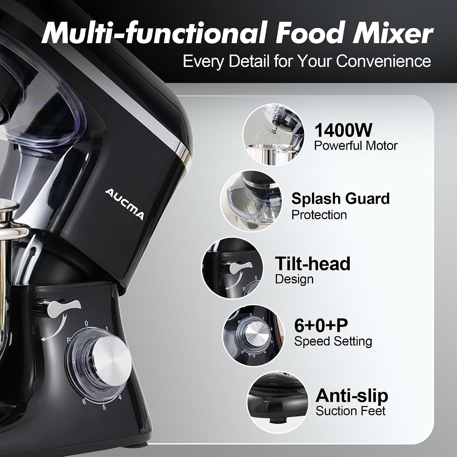 Thumbnail 5 de Aucma Stand Mixer 7.5L 1400W