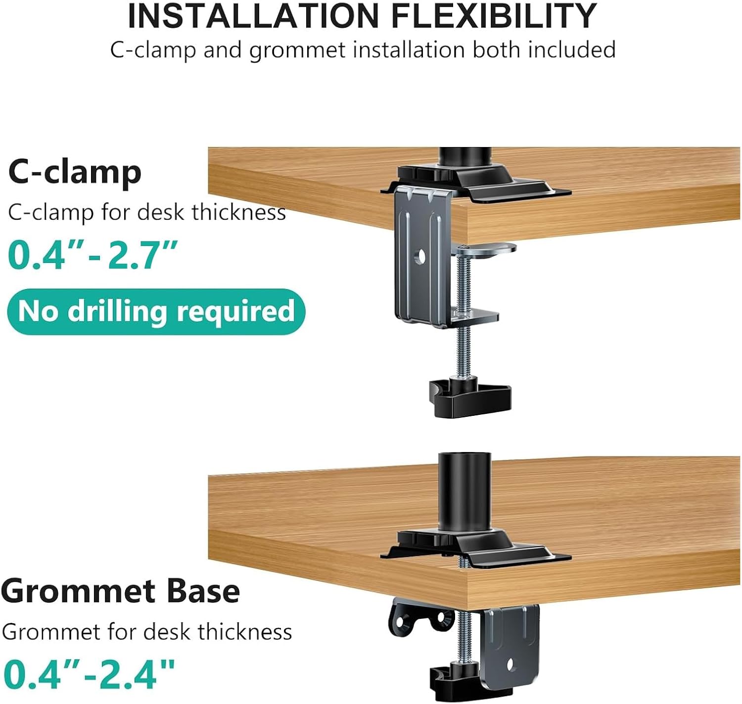 Thumbnail 6 de WALI M00LP Laptop Desk Mount, 17-inch Tray, Adjustable Arm, VESA 75/100 mm