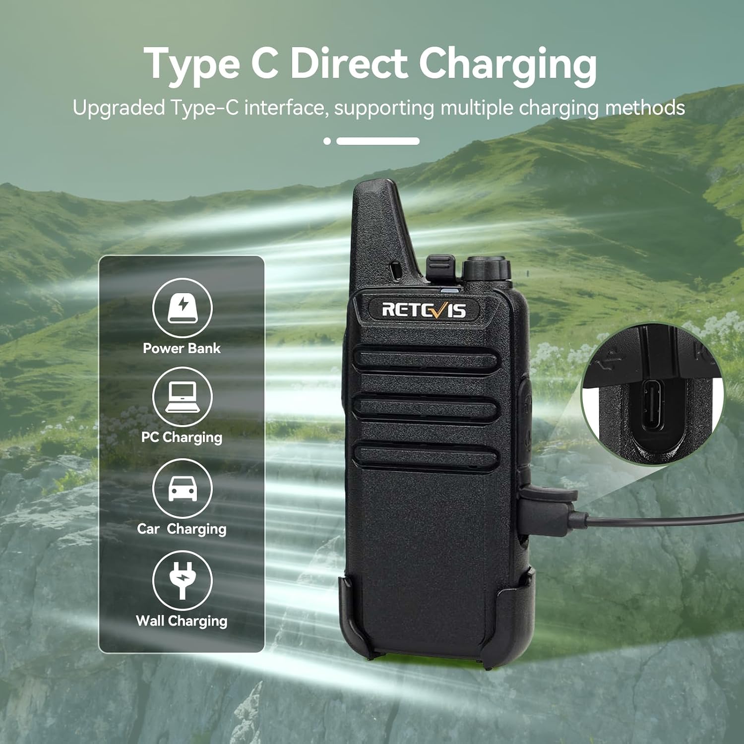 Detalle 1 de Retevis RT622 Mini Walkie Talkie PMR446