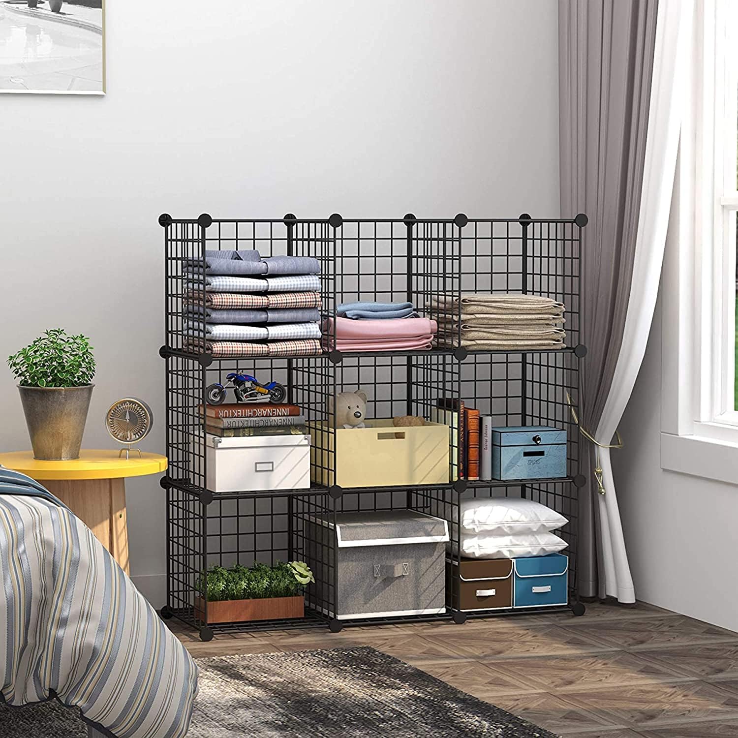 Thumbnail 3 de C&AHOME WSC309B 9-Cube Metal Wire Storage Organizer, Black