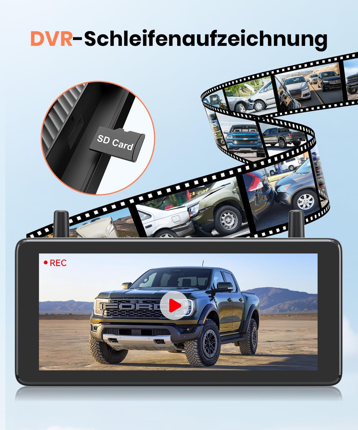 Thumbnail 6 de AUTO-VOX 7,2 Zoll Solar Rückfahrkamera mit DVR