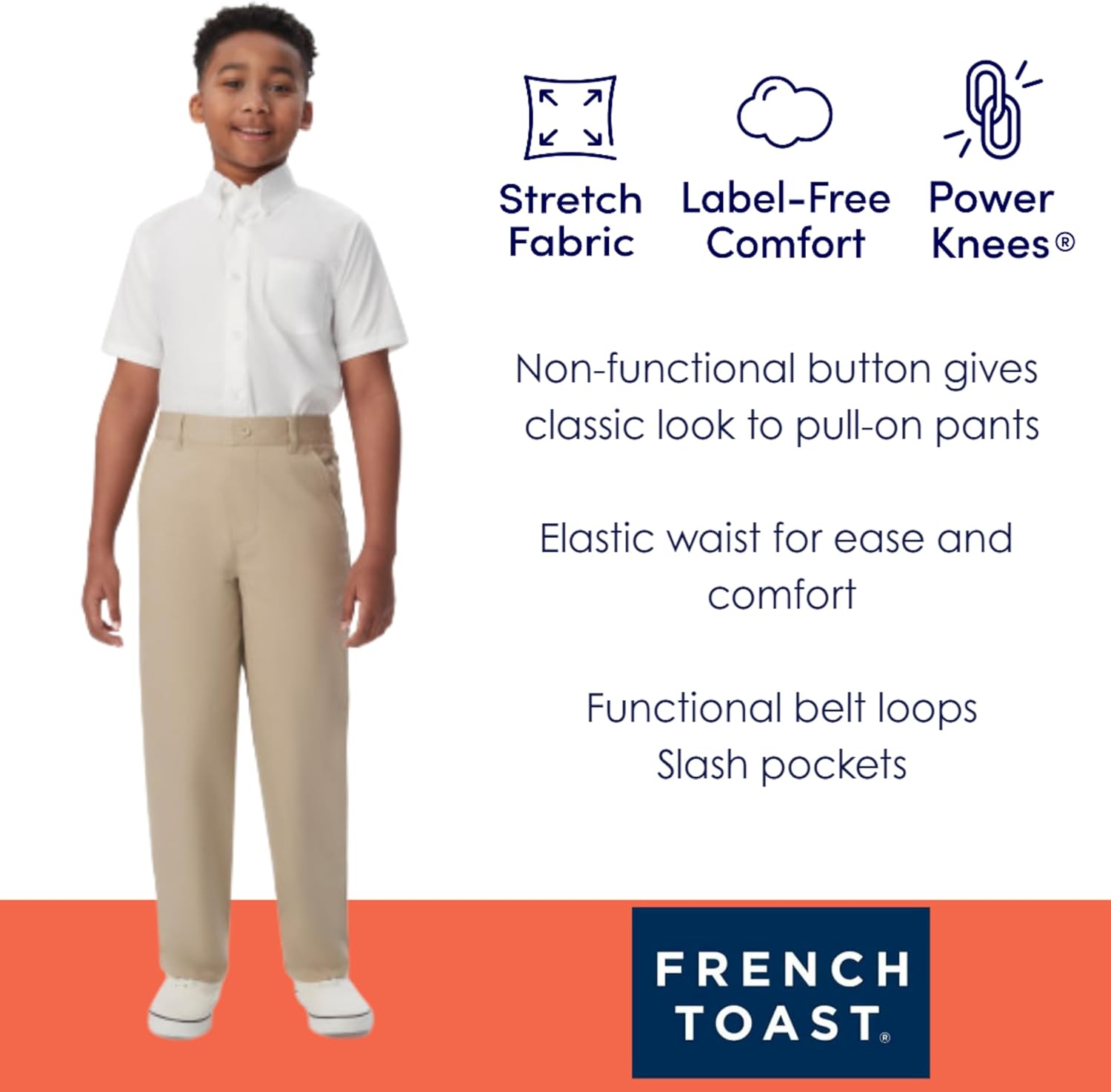 Detalle de French Toast Pantalon Basique pour garçon – Khaki, taille 6, coupe décontractée