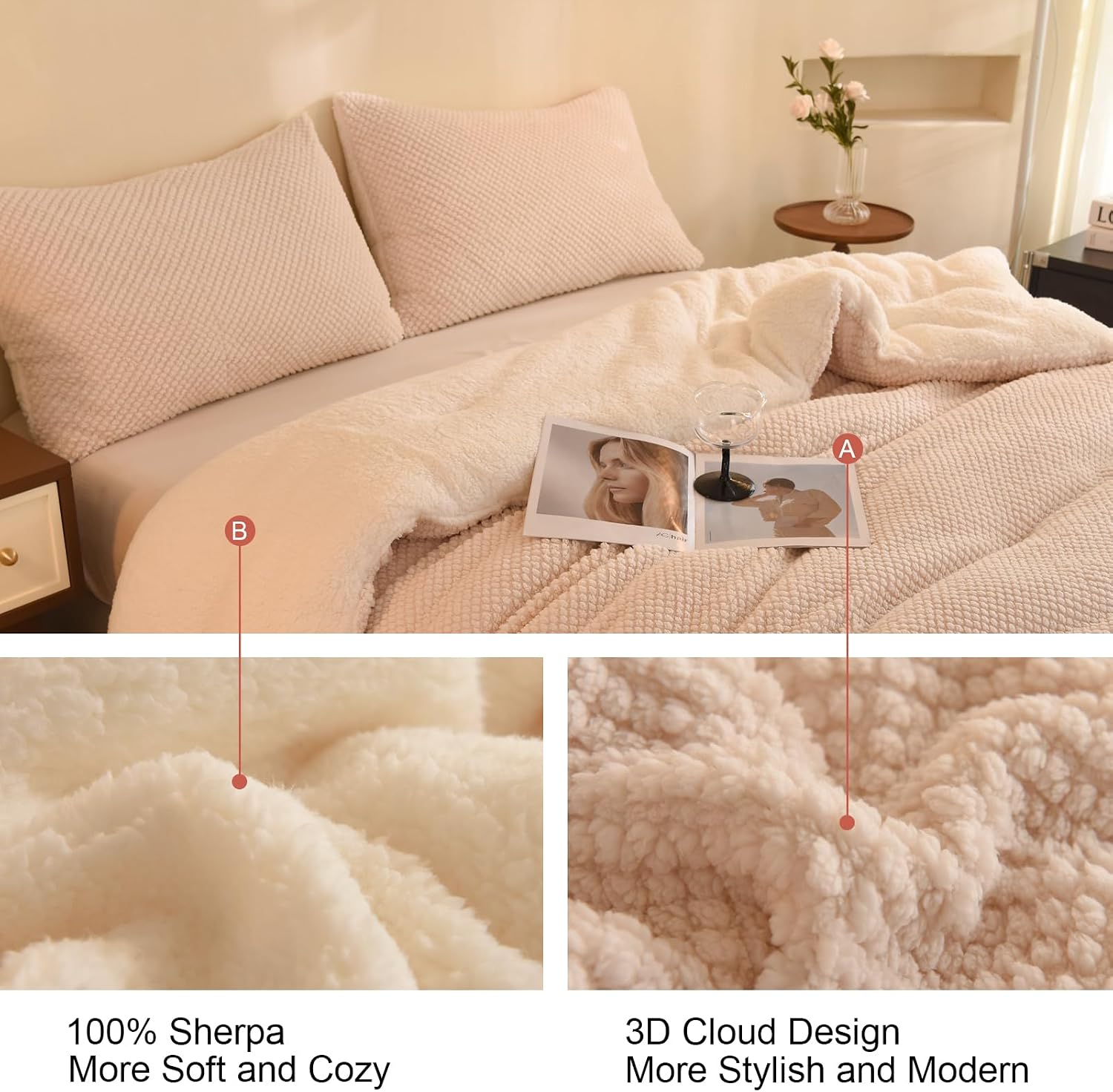 Detalle 2 de LLanCL 3D Jacquard Comforter Set 68"x90"
