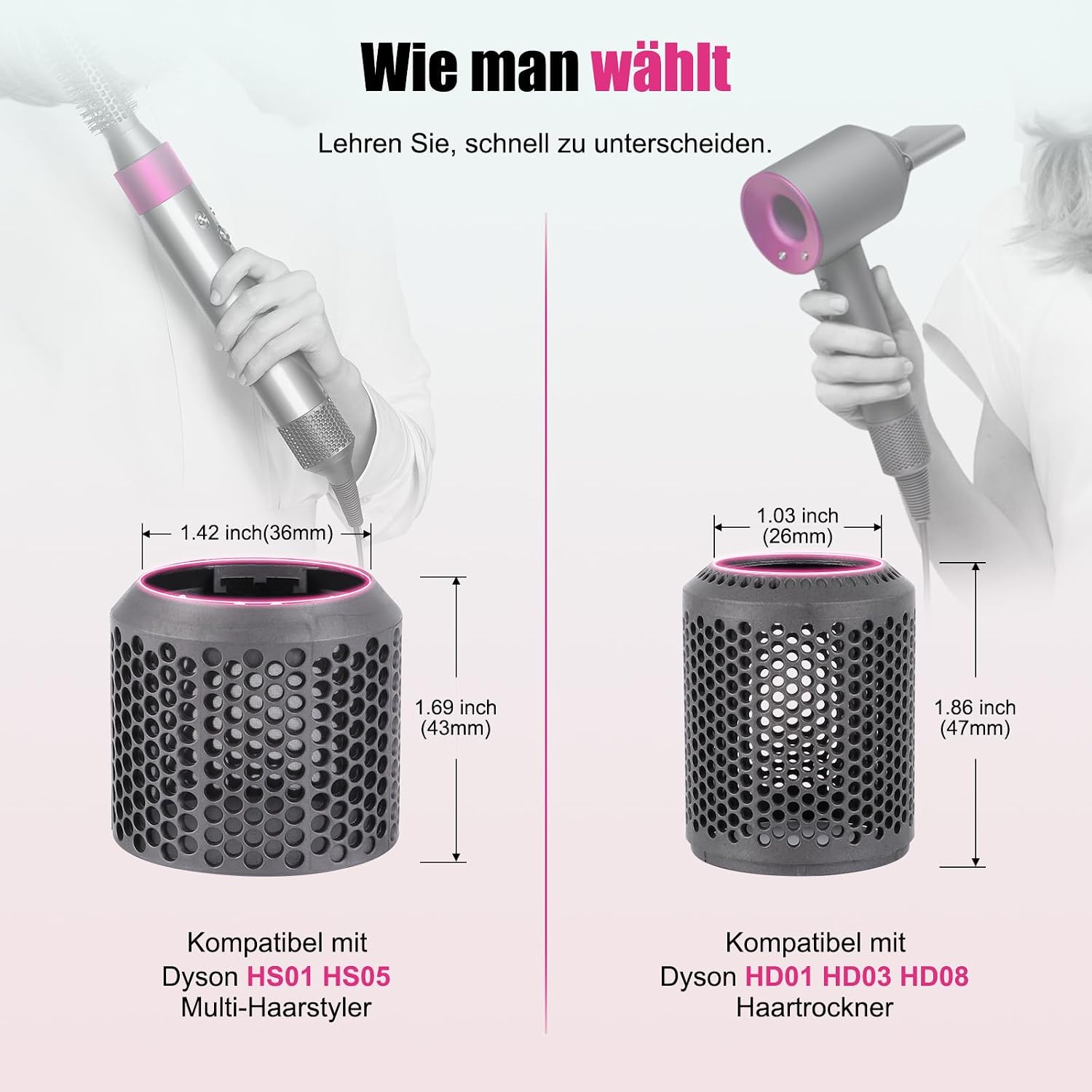 Detalle de Filterabdeckung Ersatz für Dyson HS01 HS05 – Außenfilter/Magnetfilter