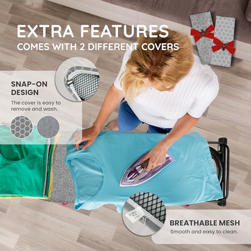 Detalle de CUQOO Ironing Board 122x38cm with 2 Covers: Stable, Height-Adjustable and Heavy-Duty