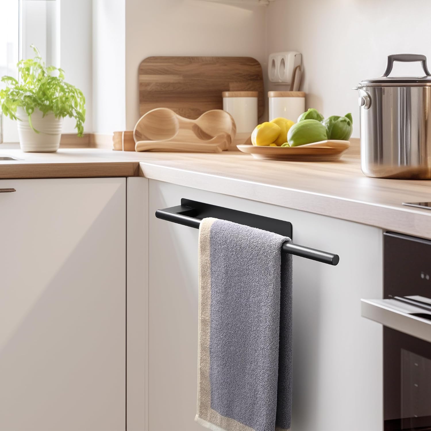 Detalle de Gsocel porta asciugamani a braccio con colla in acciaio inox, 39 cm, nero