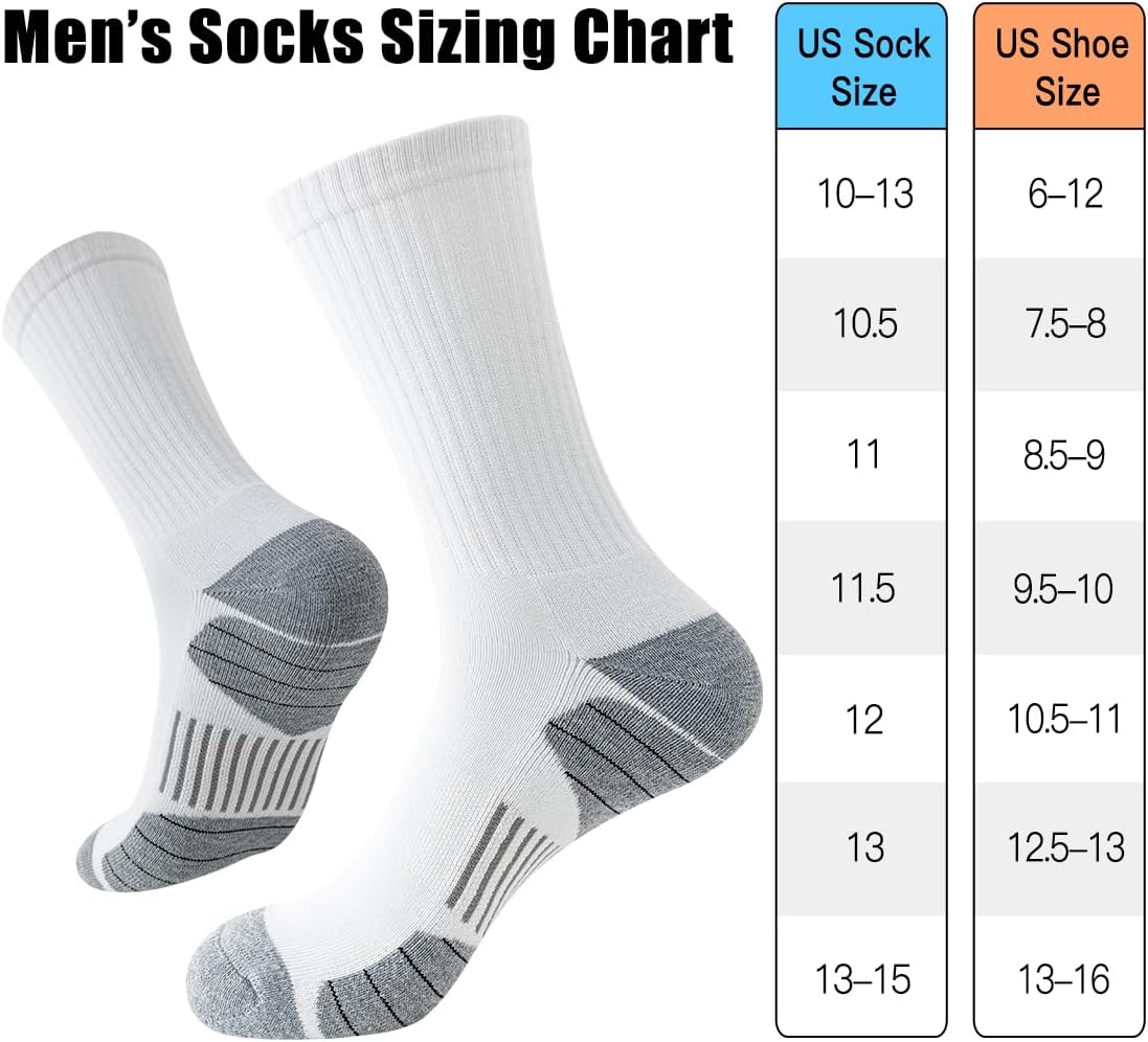 Thumbnail 6 de JOYNÉE 8 Pairs Men's Athletic Crew Socks: Cushioned, Breathable Support for Running, Hiking, and Everyday Comfort
