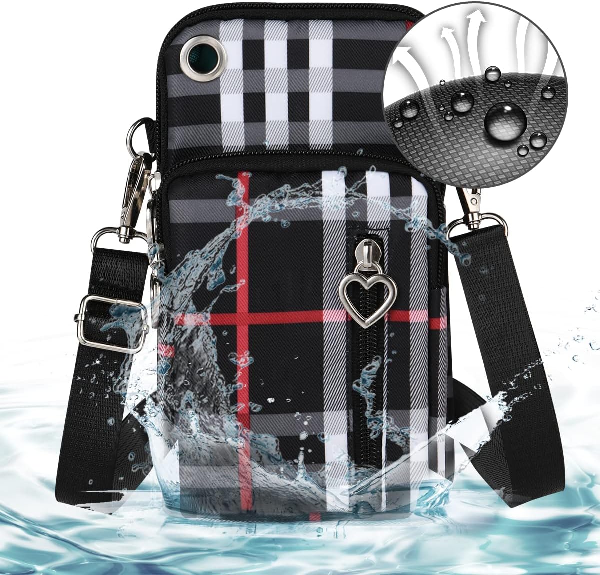 Thumbnail 6 de Aucuu Petit Sacoche Telephone Portable Femme avec Bandoulière Réglable — Nylon imperméable et multiples poches